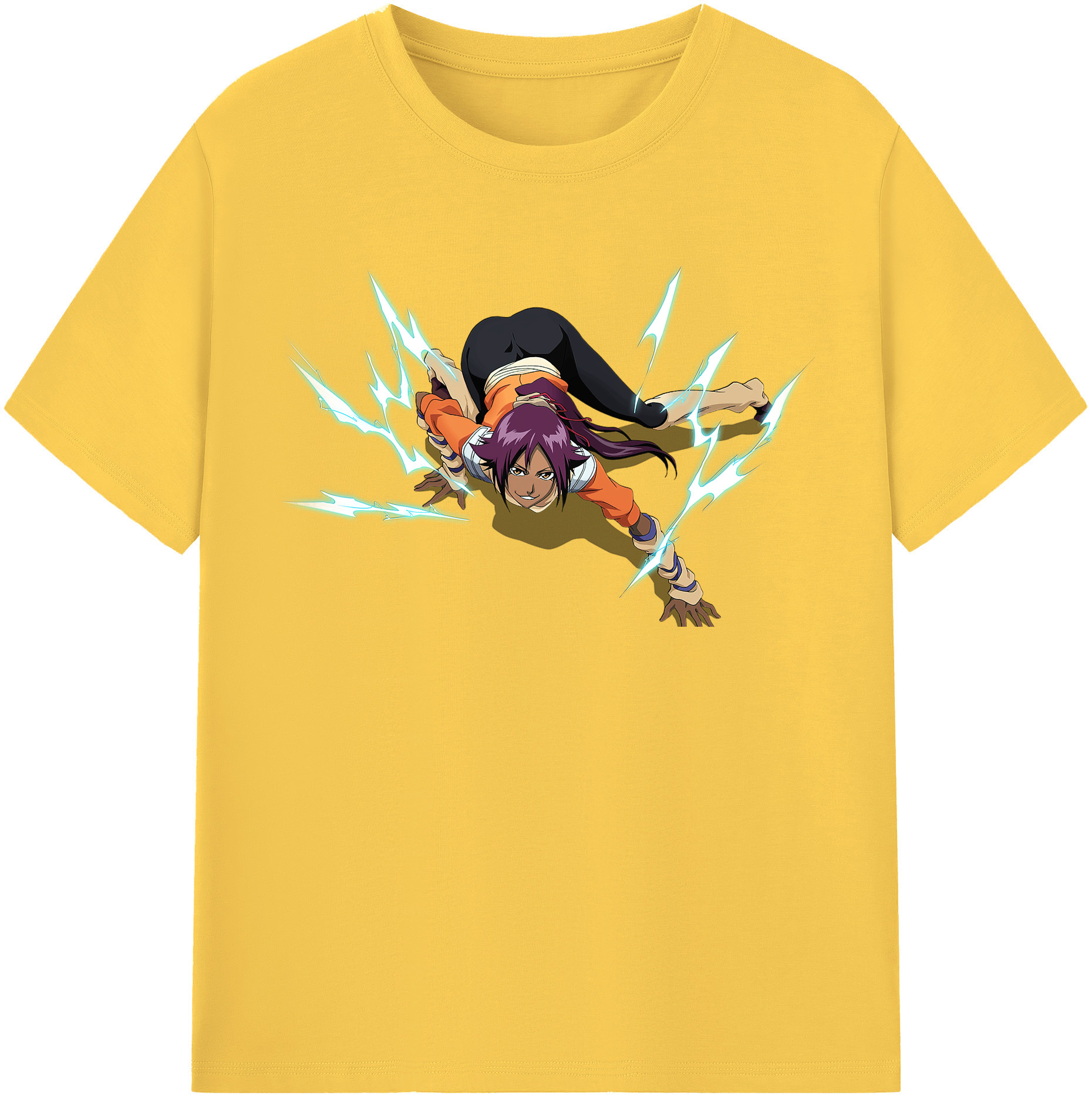 （画像用） ブリーチ 四楓院 夜一（しほういん よるいち） BLEACH Shihouin Yoruichi 綿100％半袖Tシャツ（フロントプリント）