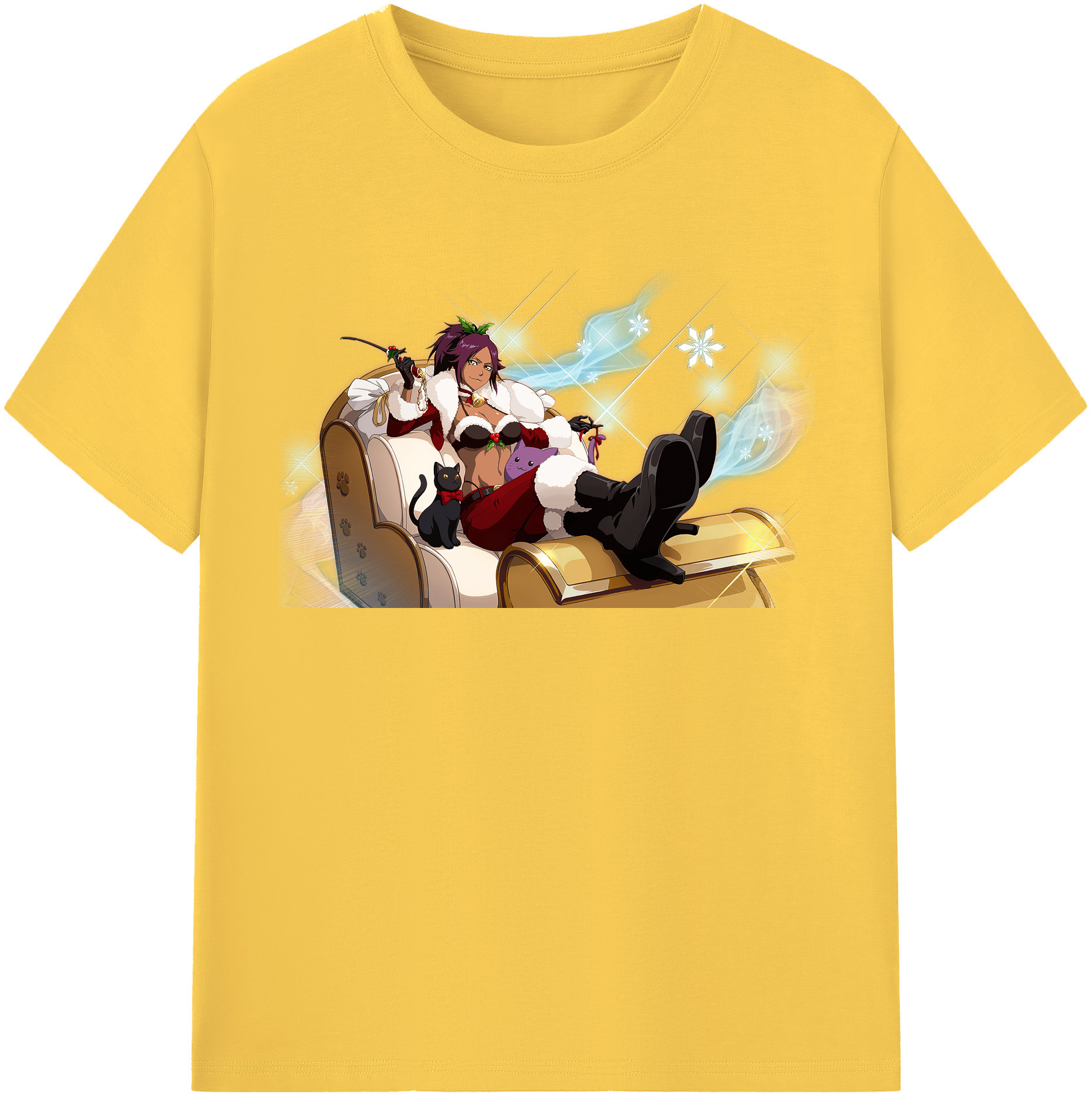 （画像用） ブリーチ 四楓院 夜一（しほういん よるいち） BLEACH Shihouin Yoruichi 綿100％半袖Tシャツ（フロントプリント）