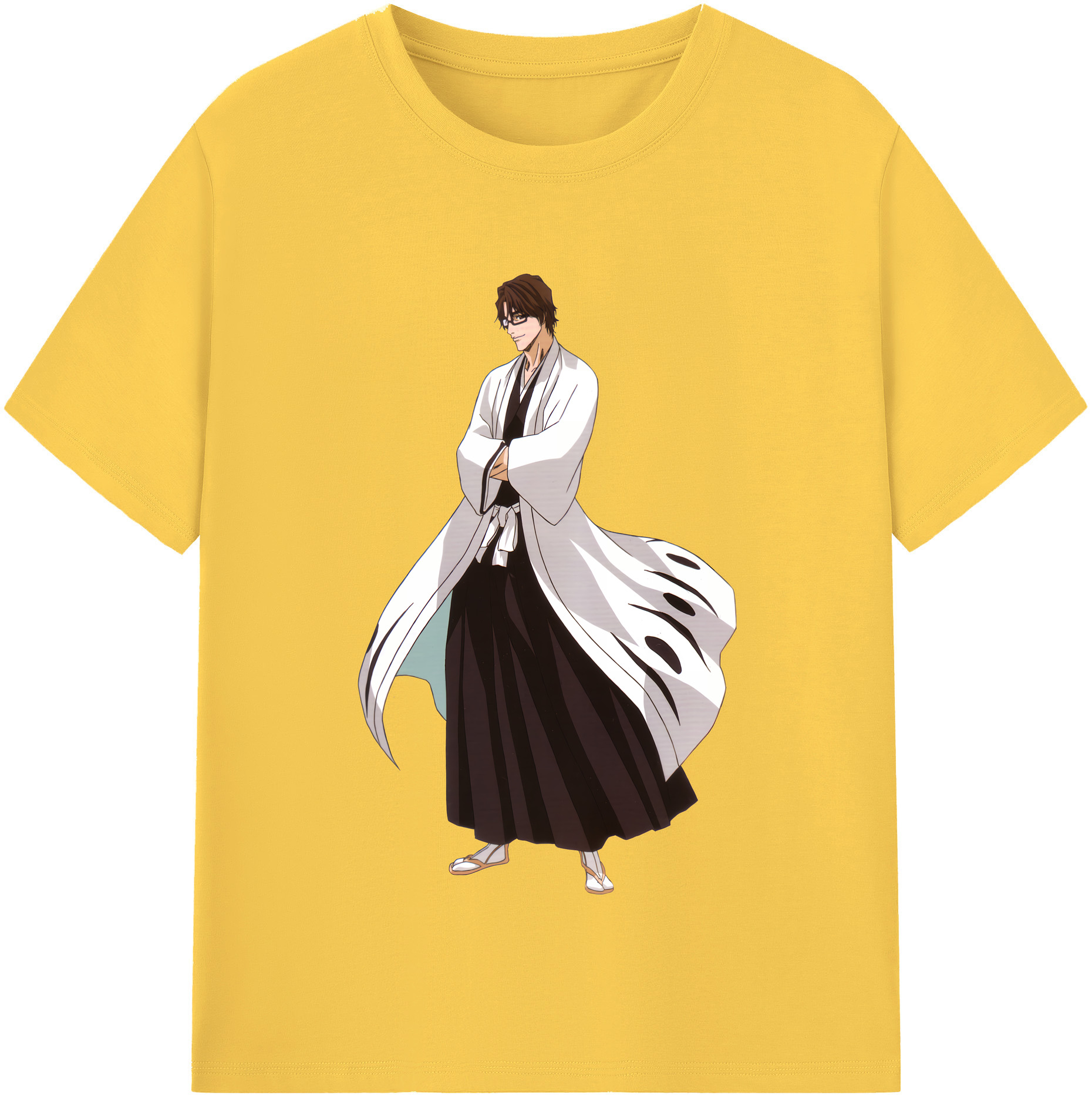 （画像用） ブリーチ 藍染 惣右介（あいぜん そうすけ） BLEACH Aizen Sousuke 綿100％半袖Tシャツ（フロントプリント）