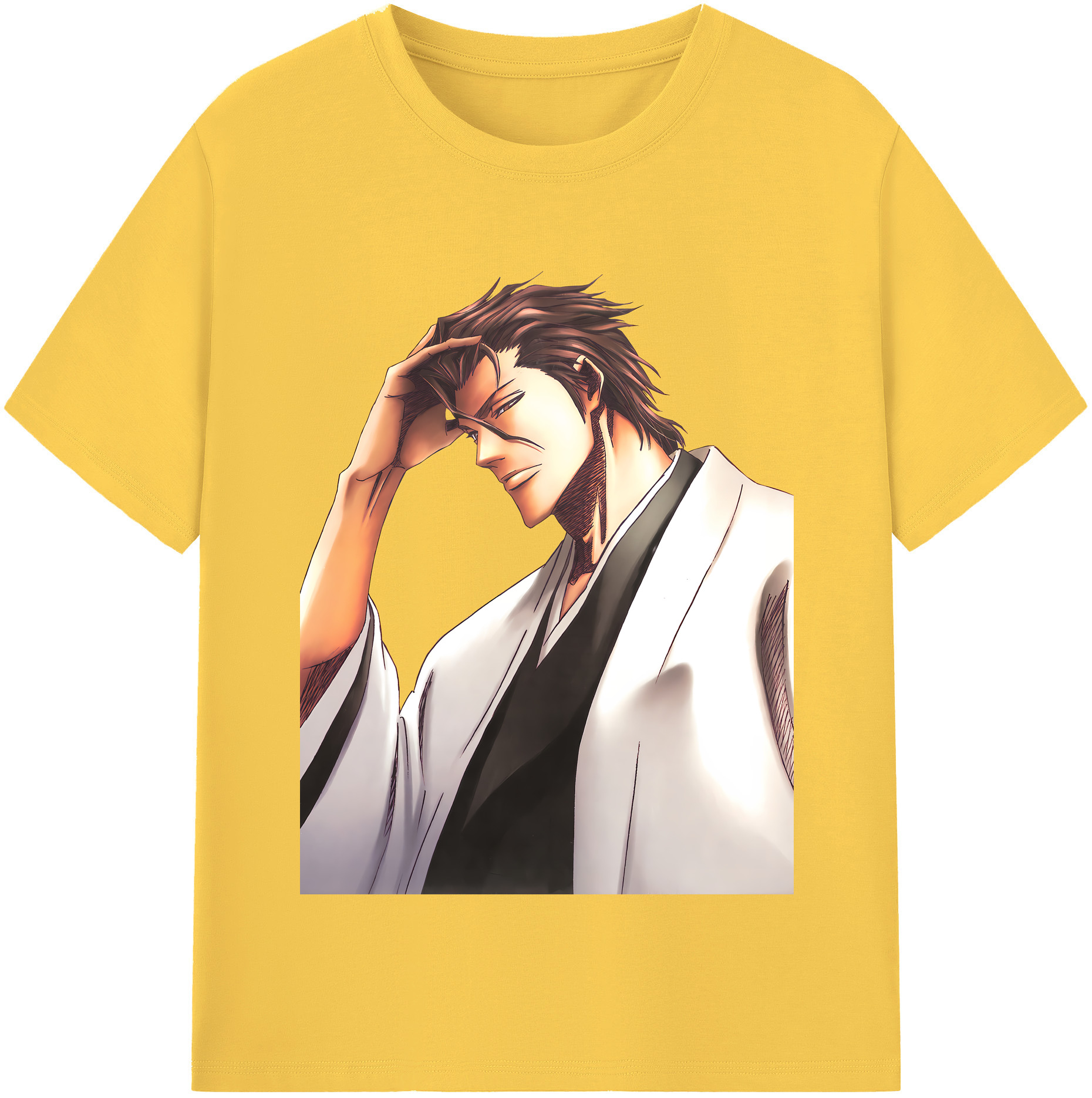 （画像用） ブリーチ 藍染 惣右介（あいぜん そうすけ） BLEACH Aizen Sousuke 綿100％半袖Tシャツ（フロントプリント）