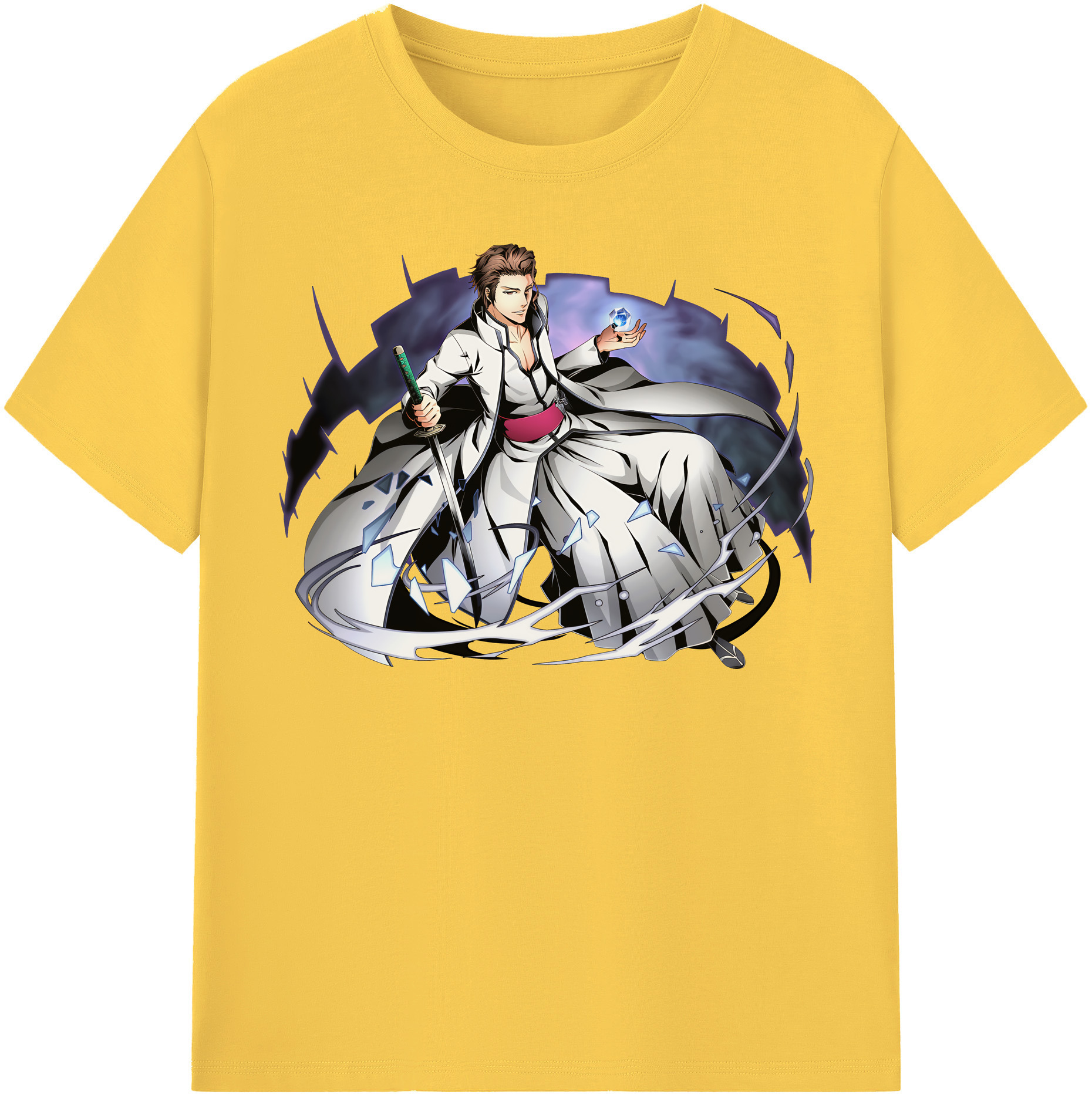 （画像用） ブリーチ 藍染 惣右介（あいぜん そうすけ） BLEACH Aizen Sousuke 綿100％半袖Tシャツ（フロントプリント）