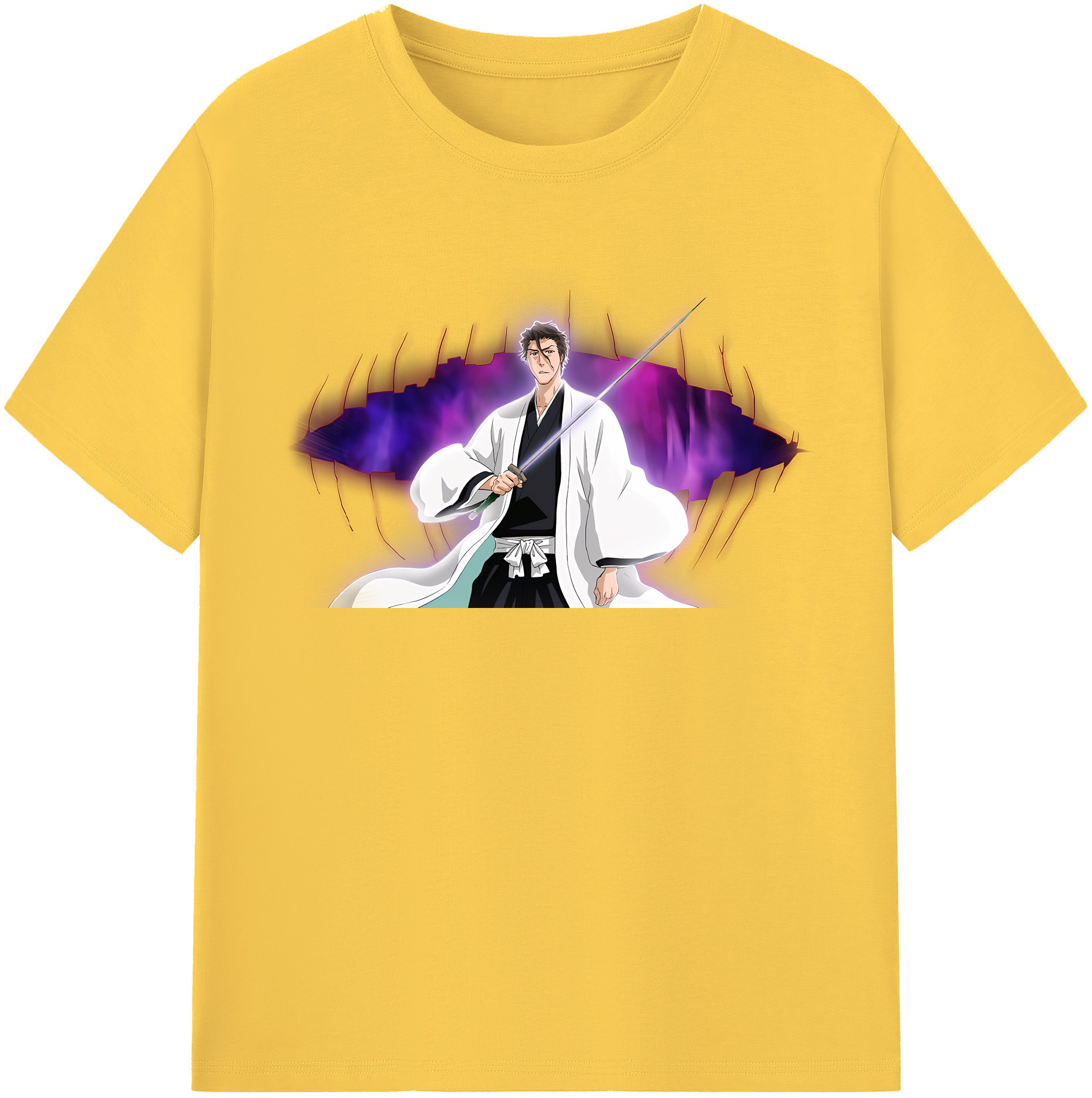 （画像用） ブリーチ 藍染 惣右介（あいぜん そうすけ） BLEACH Aizen Sousuke 綿100％半袖Tシャツ（フロントプリント）