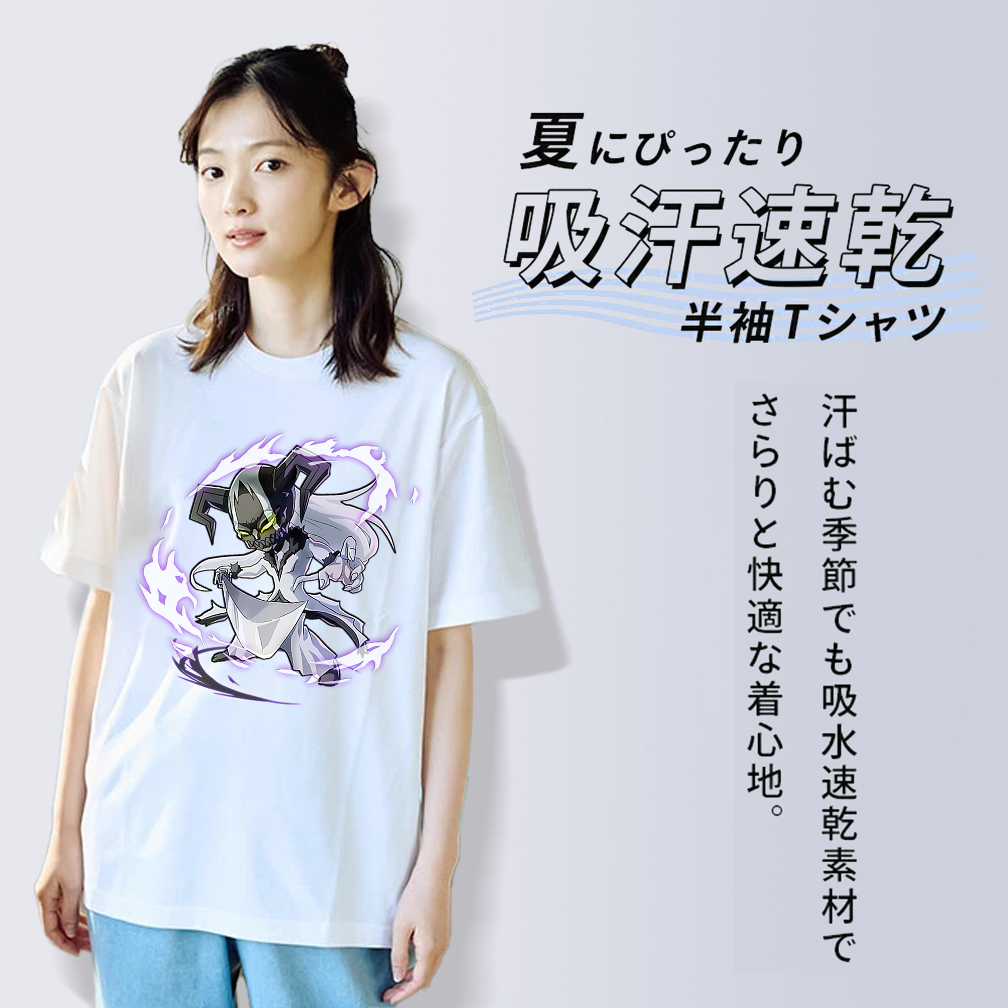 ブリーチ 黒崎一護（くろさき いちご）BLEACH Kurosaki Ichigo 綿100％半袖Tシャツ（フロントプリント）