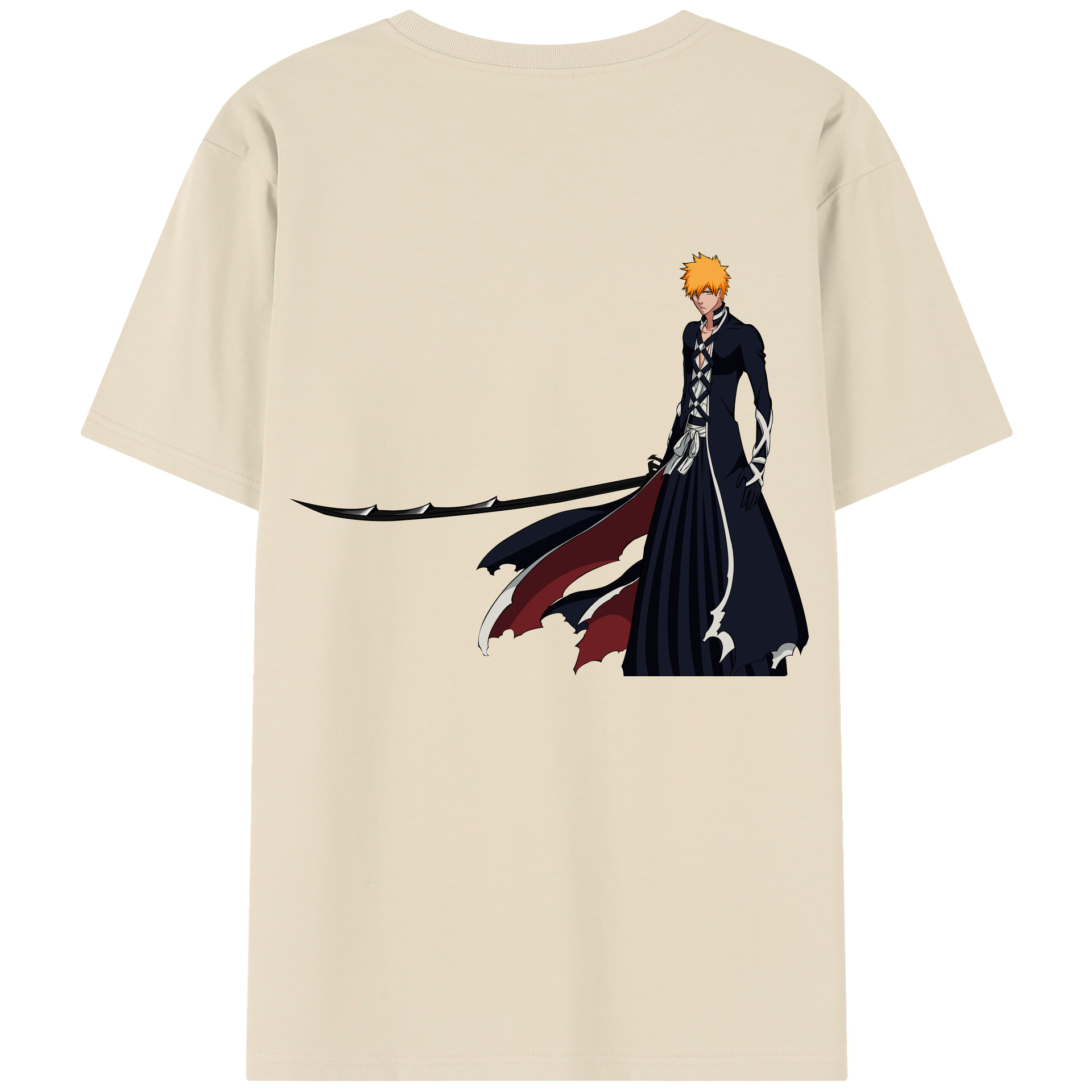 （画像用） ブリーチ 黒崎一護（くろさき いちご）BLEACH Kurosaki Ichigo 綿100％半袖Tシャツ（背面プリント）