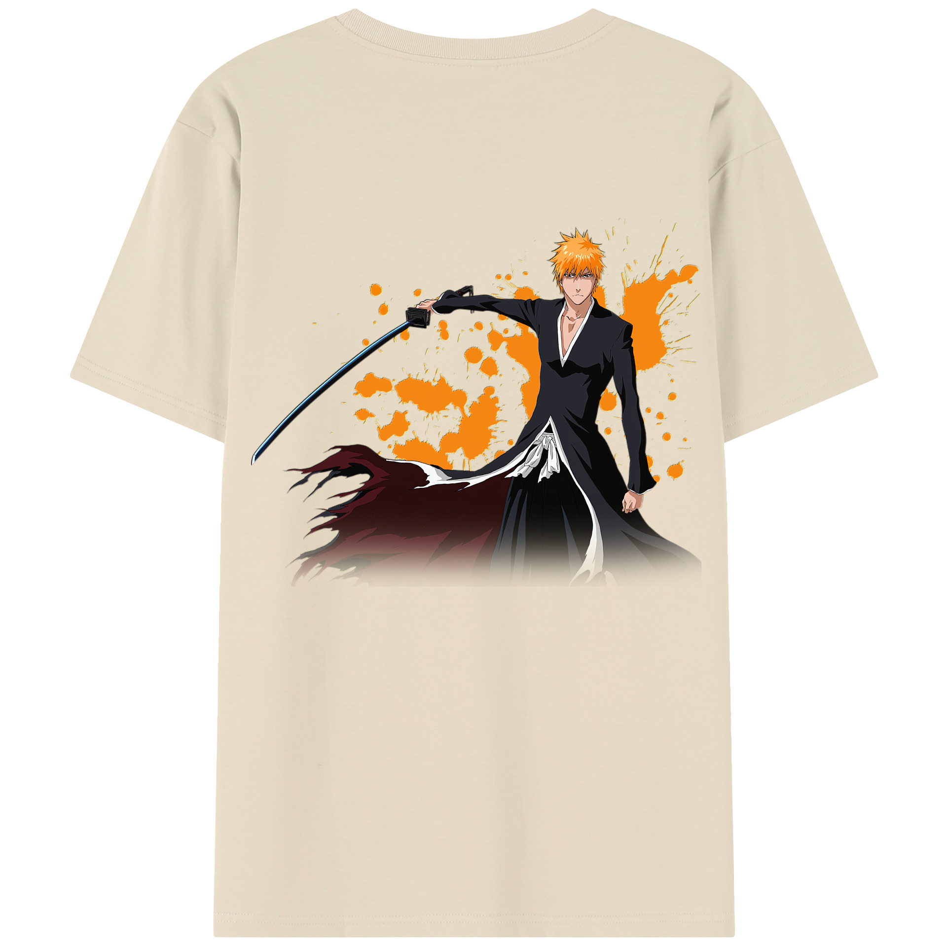 （画像用） ブリーチ 黒崎一護（くろさき いちご）BLEACH Kurosaki Ichigo 綿100％半袖Tシャツ（背面プリント）