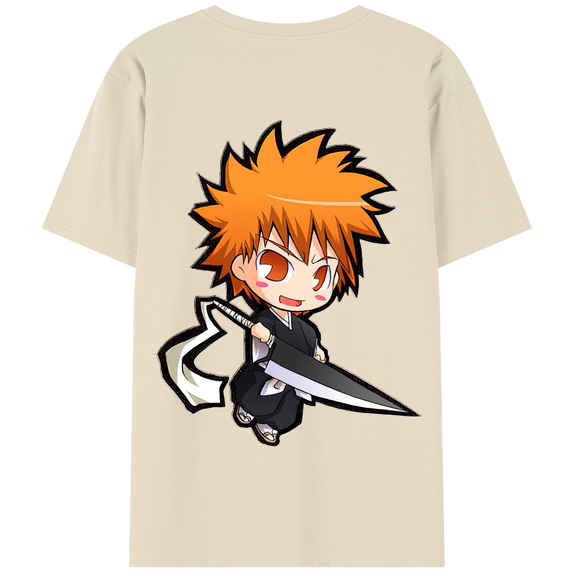 （画像用） ブリーチ 黒崎一護（くろさき いちご）BLEACH Kurosaki Ichigo 綿100％半袖Tシャツ（背面プリント）