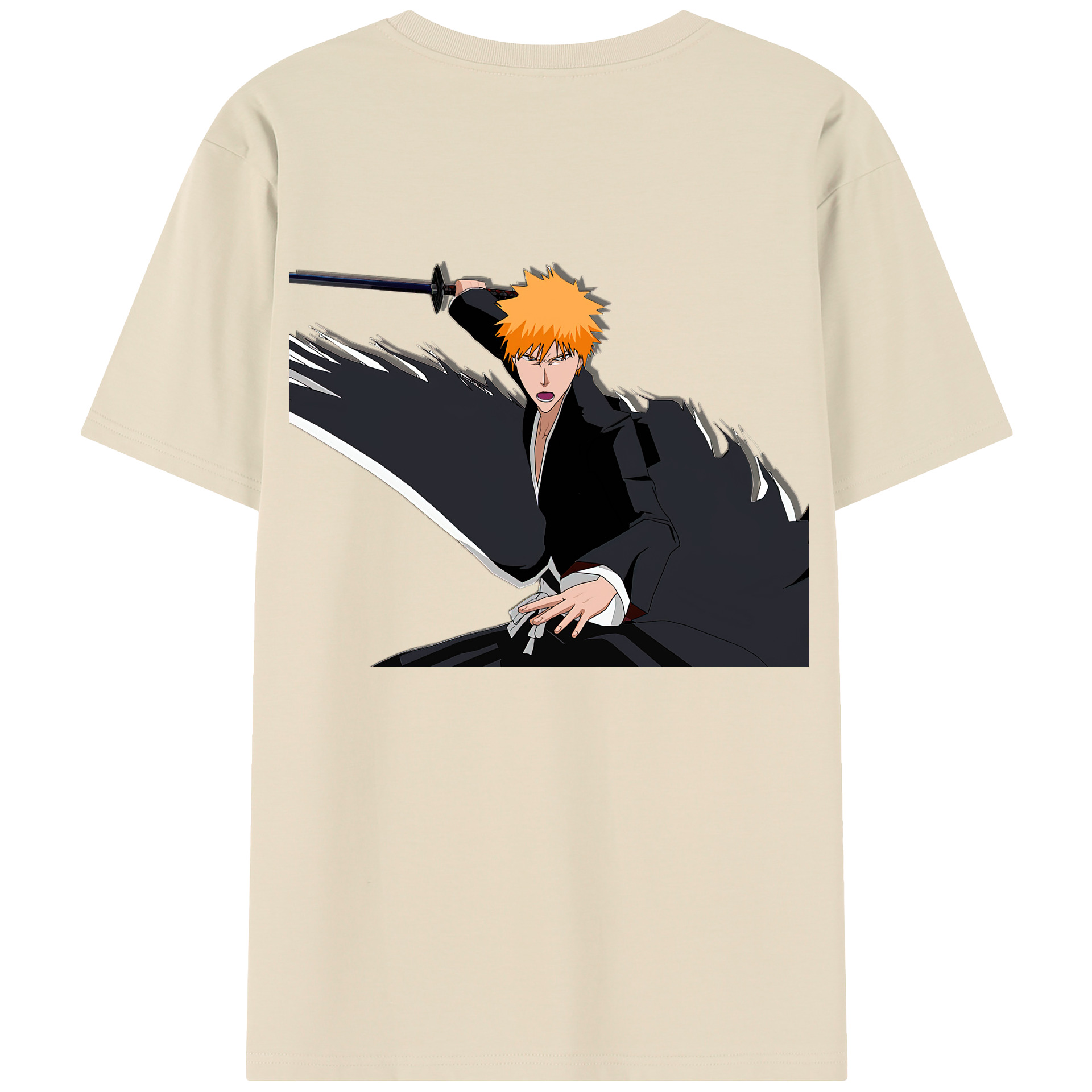 （画像用） ブリーチ 黒崎一護（くろさき いちご）BLEACH Kurosaki Ichigo 綿100％半袖Tシャツ（背面プリント）