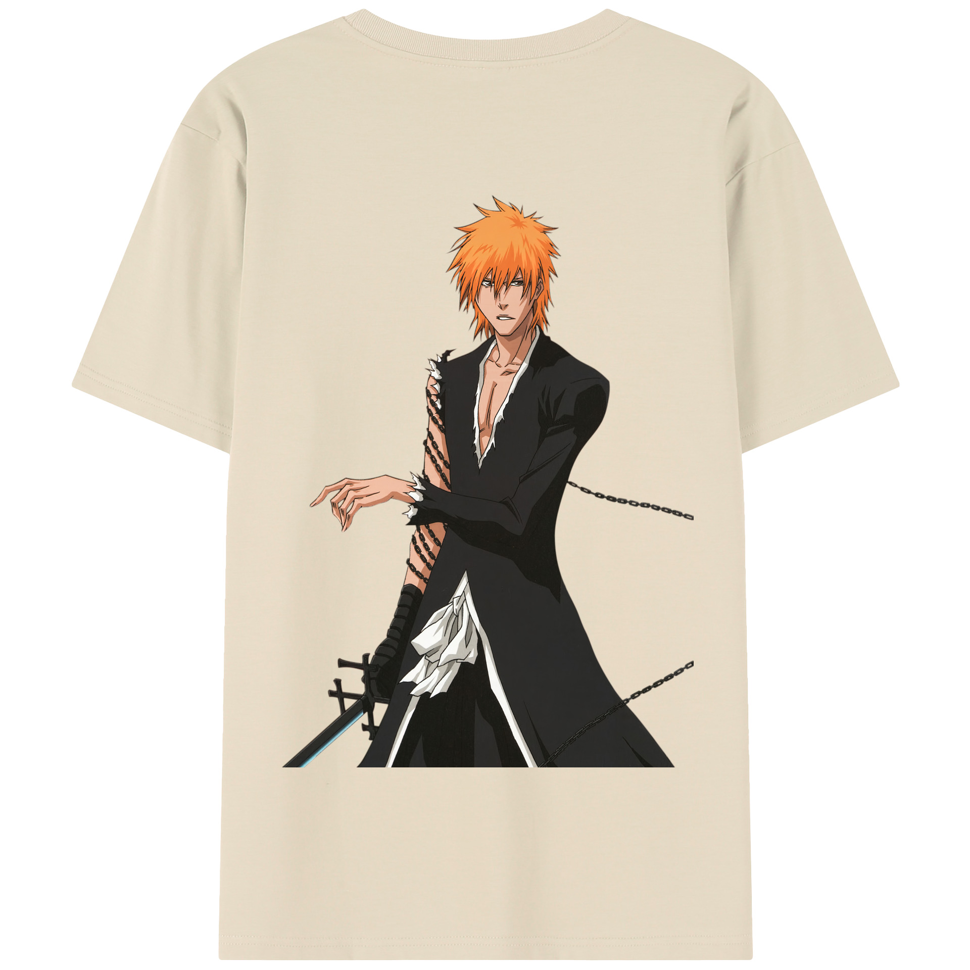 （画像用） ブリーチ 黒崎一護（くろさき いちご）BLEACH Kurosaki Ichigo 綿100％半袖Tシャツ（背面プリント）