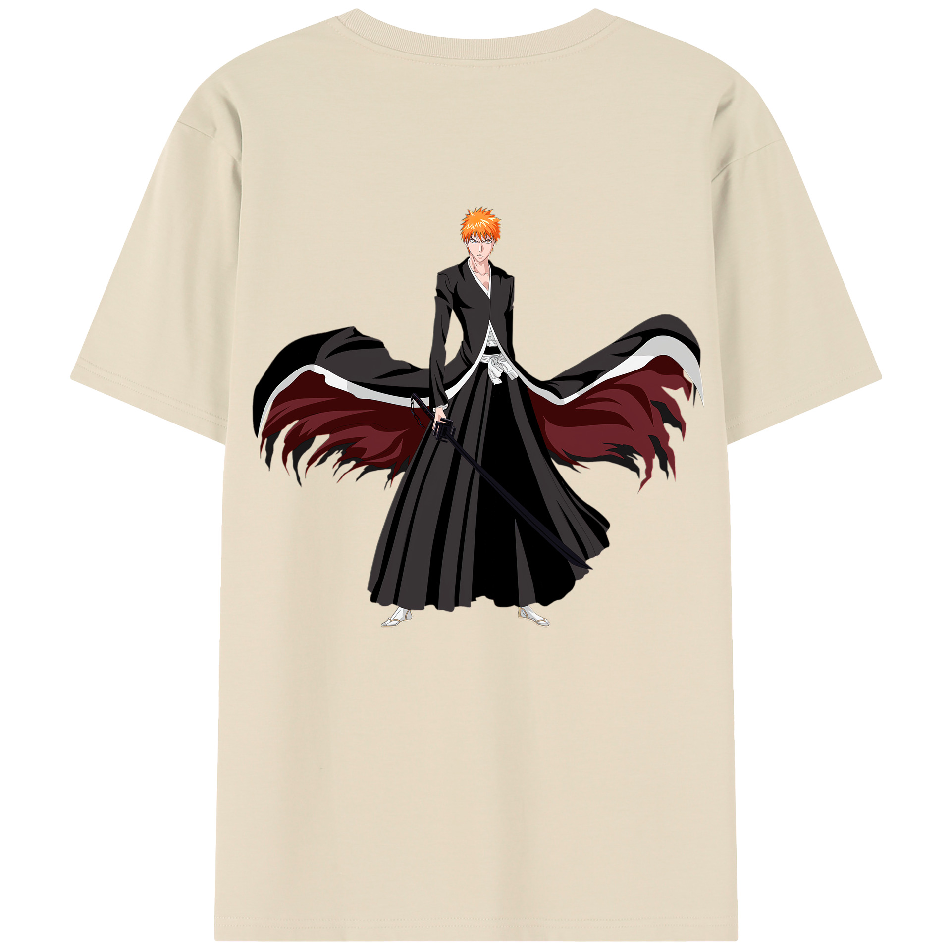 （画像用） ブリーチ 黒崎一護（くろさき いちご）BLEACH Kurosaki Ichigo 綿100％半袖Tシャツ（背面プリント）