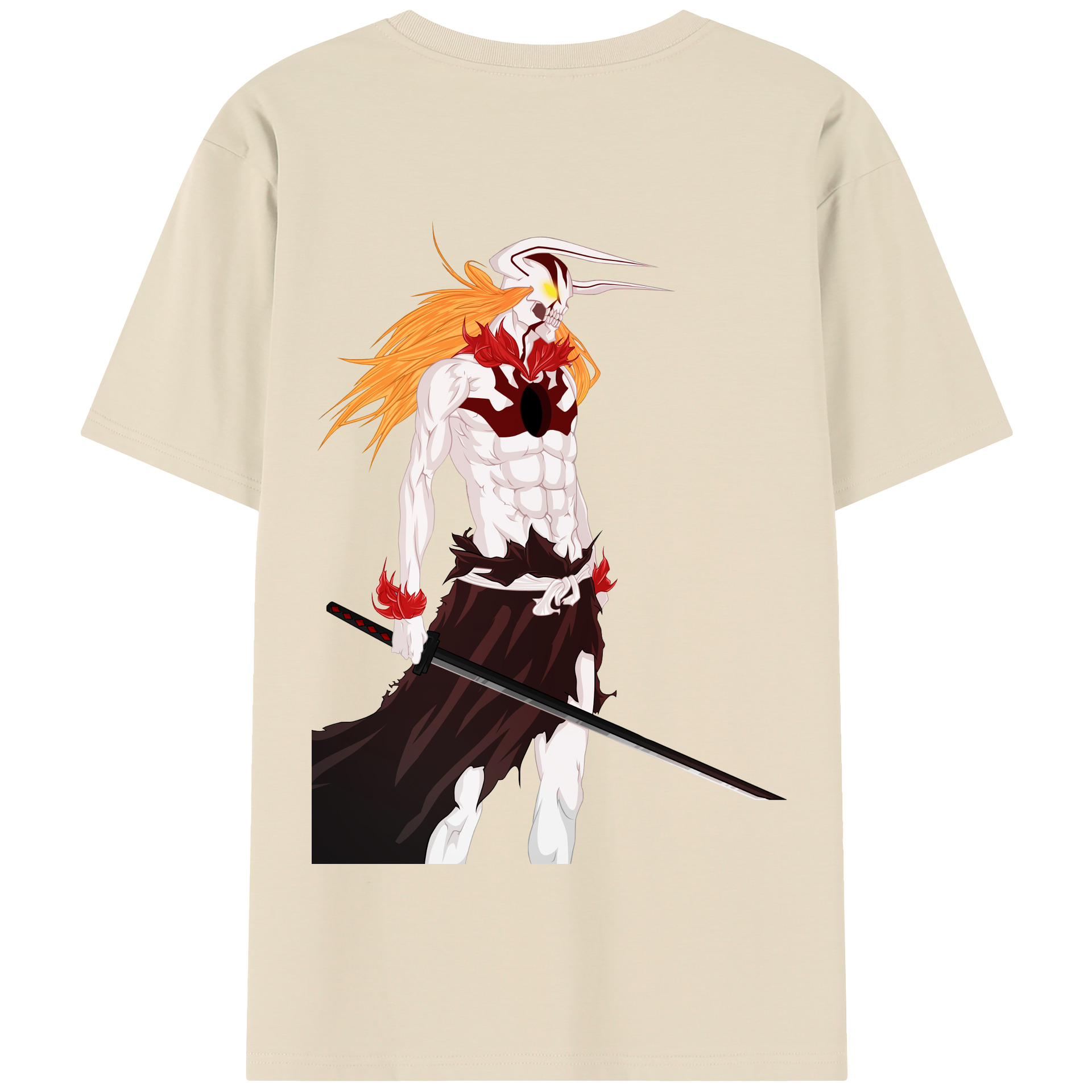 （画像用） ブリーチ 黒崎一護（くろさき いちご）BLEACH Kurosaki Ichigo 綿100％半袖Tシャツ（背面プリント）