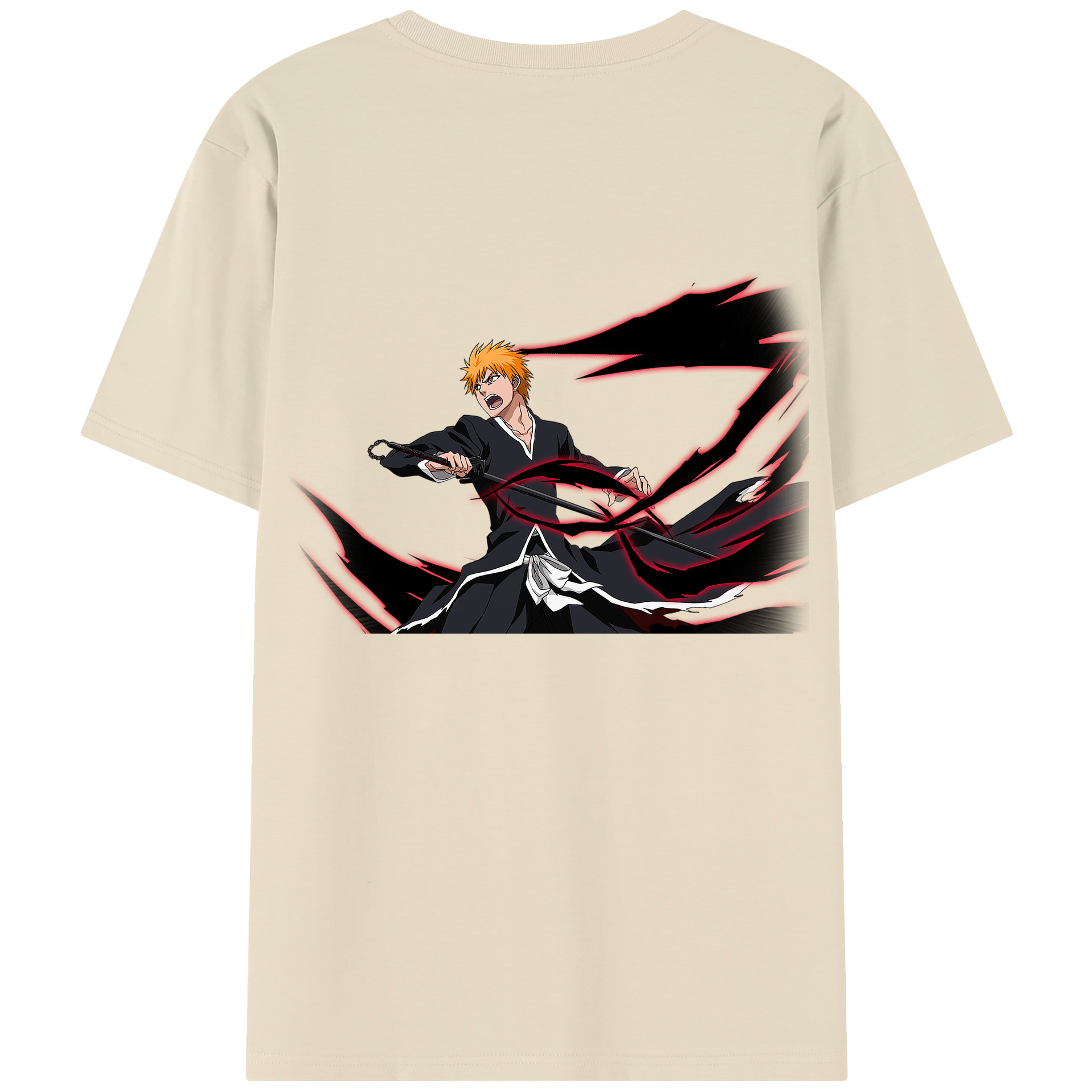 （画像用） ブリーチ 黒崎一護（くろさき いちご）BLEACH Kurosaki Ichigo 綿100％半袖Tシャツ（背面プリント）