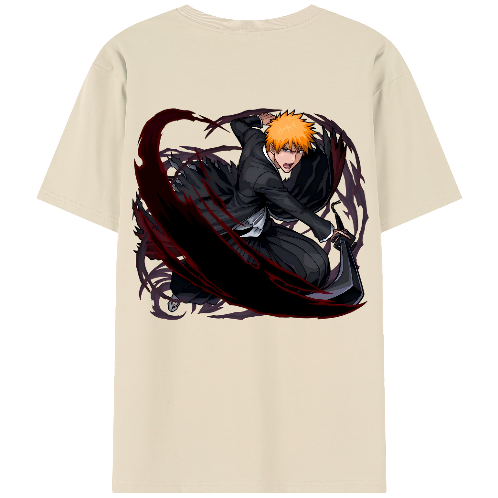（画像用） ブリーチ 黒崎一護（くろさき いちご）BLEACH Kurosaki Ichigo 綿100％半袖Tシャツ（背面プリント）
