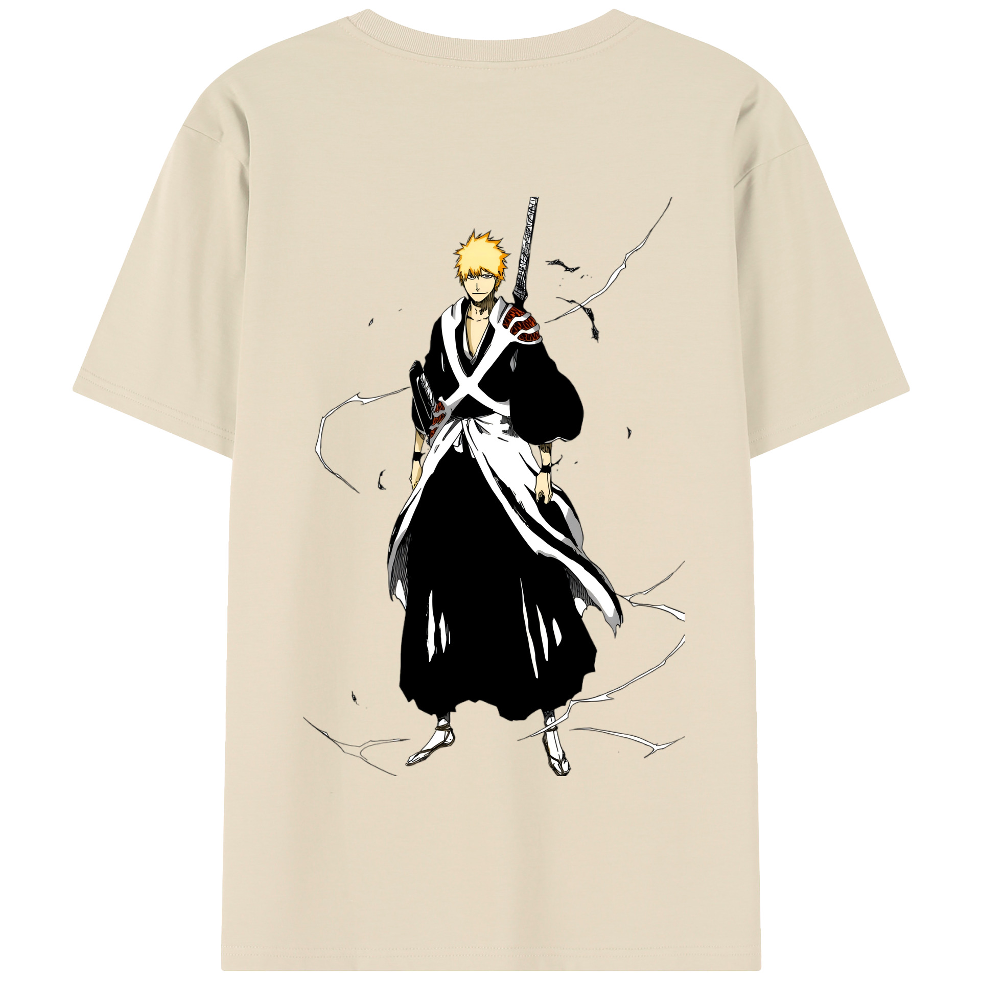 （画像用） ブリーチ 黒崎一護（くろさき いちご）BLEACH Kurosaki Ichigo 綿100％半袖Tシャツ（背面プリント）
