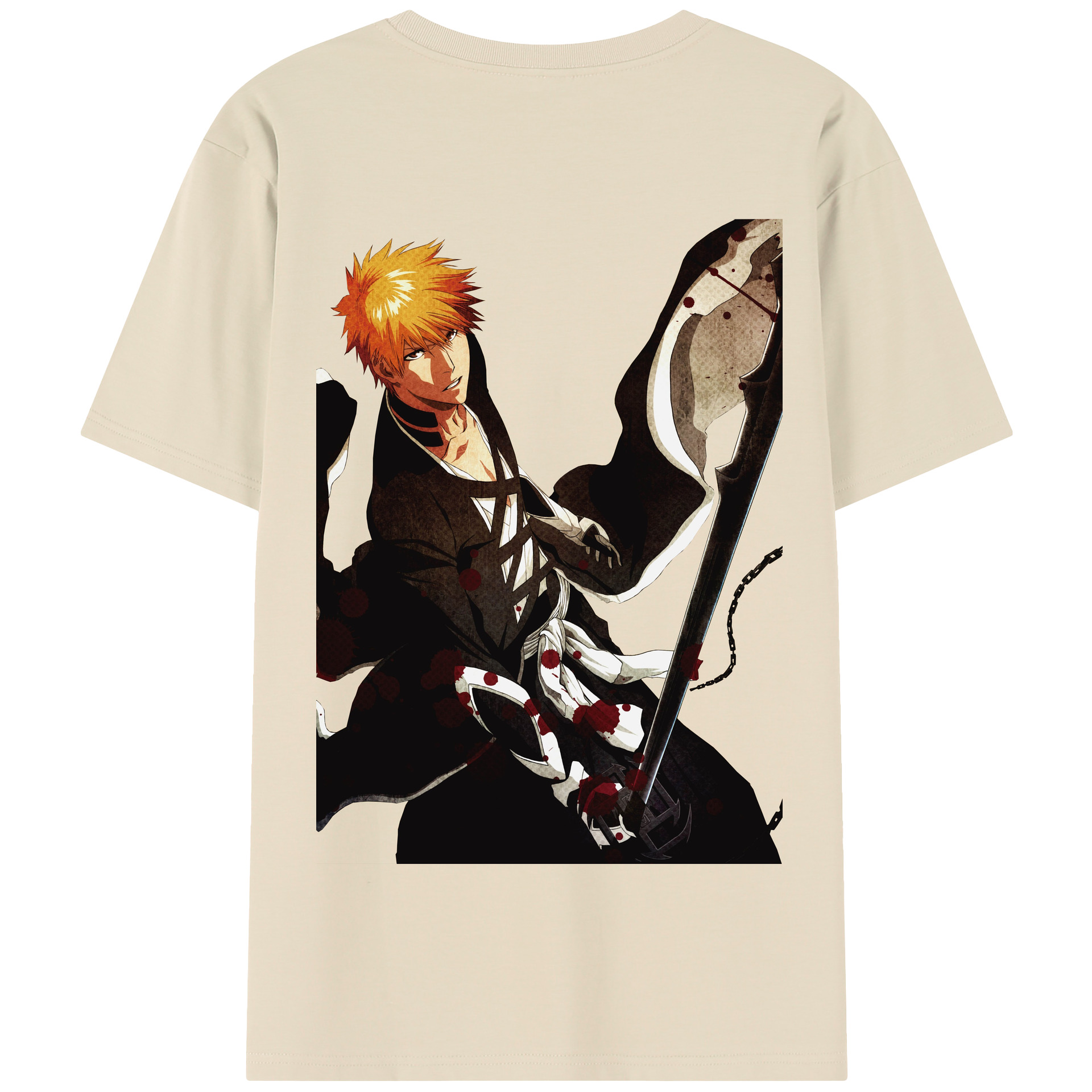 （画像用） ブリーチ 黒崎一護（くろさき いちご）BLEACH Kurosaki Ichigo 綿100％半袖Tシャツ（背面プリント）