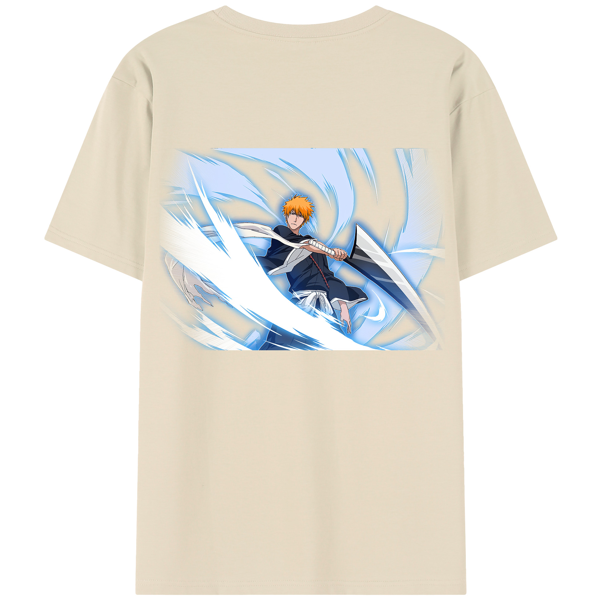 （画像用） ブリーチ 黒崎一護（くろさき いちご）BLEACH Kurosaki Ichigo 綿100％半袖Tシャツ（背面プリント）