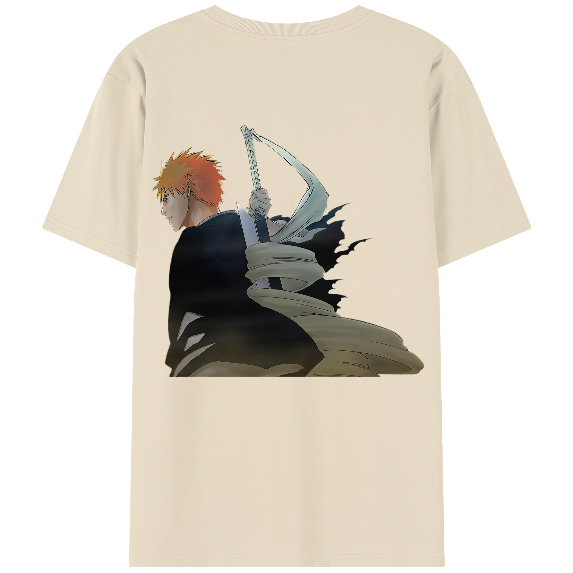 （画像用） ブリーチ 黒崎一護（くろさき いちご）BLEACH Kurosaki Ichigo 綿100％半袖Tシャツ（背面プリント）