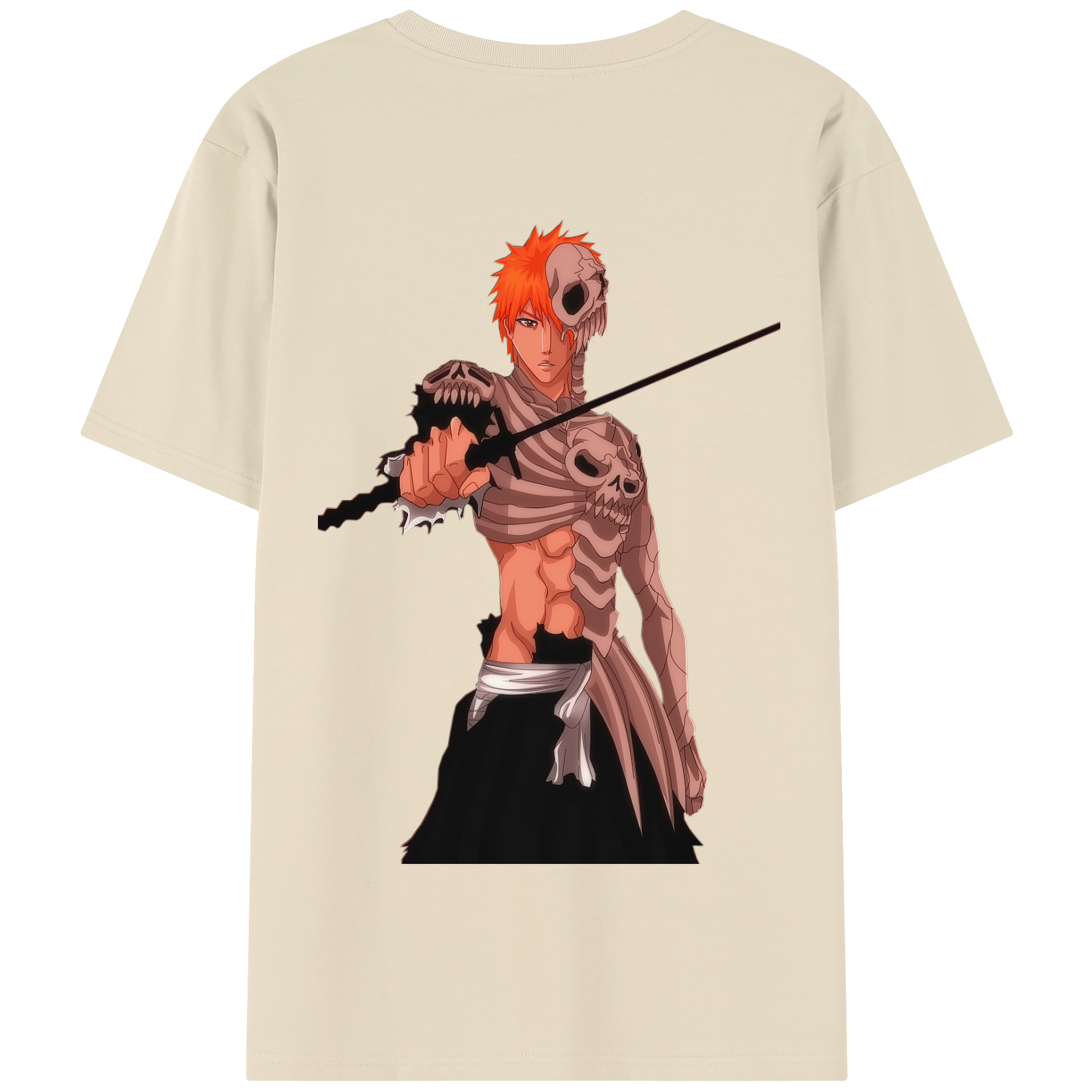 （画像用） ブリーチ 黒崎一護（くろさき いちご）BLEACH Kurosaki Ichigo 綿100％半袖Tシャツ（背面プリント）
