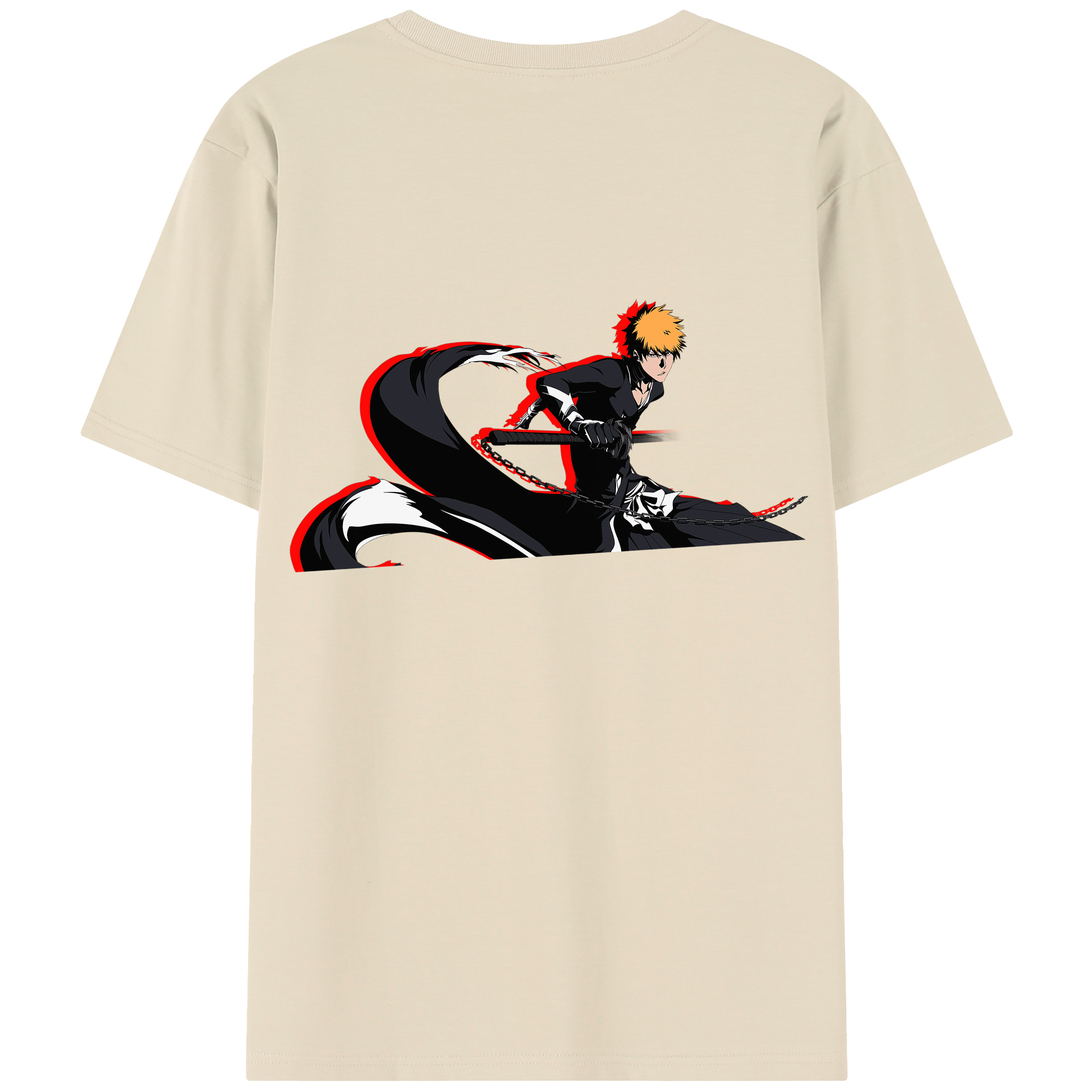 （画像用） ブリーチ 黒崎一護（くろさき いちご）BLEACH Kurosaki Ichigo 綿100％半袖Tシャツ（背面プリント）