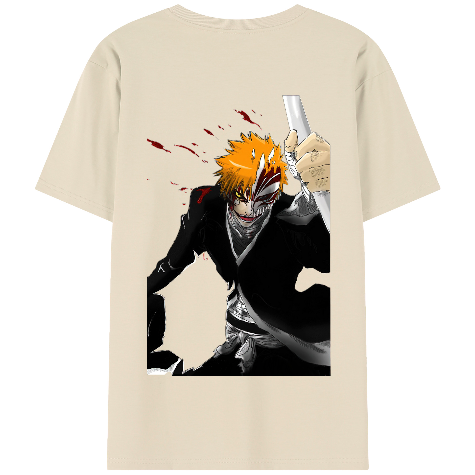 （画像用） ブリーチ 黒崎一護（くろさき いちご）BLEACH Kurosaki Ichigo 綿100％半袖Tシャツ（背面プリント）
