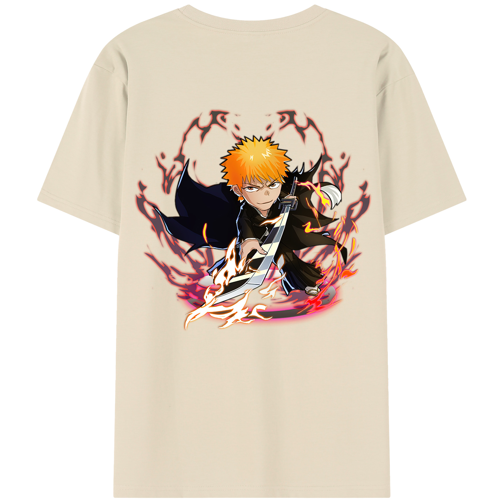 （画像用） ブリーチ 黒崎一護（くろさき いちご）BLEACH Kurosaki Ichigo 綿100％半袖Tシャツ（背面プリント）