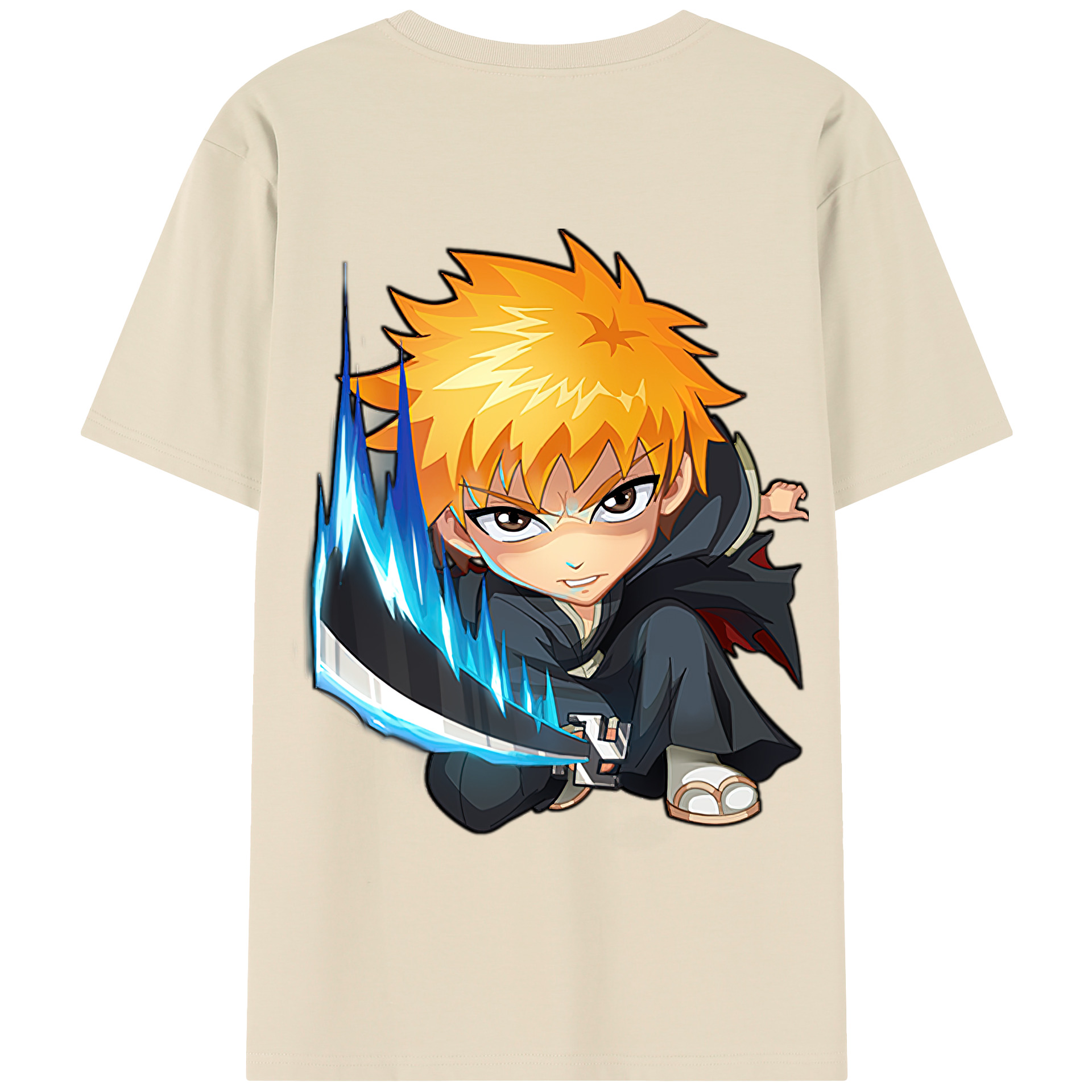 （画像用） ブリーチ 黒崎一護（くろさき いちご）BLEACH Kurosaki Ichigo 綿100％半袖Tシャツ（背面プリント）