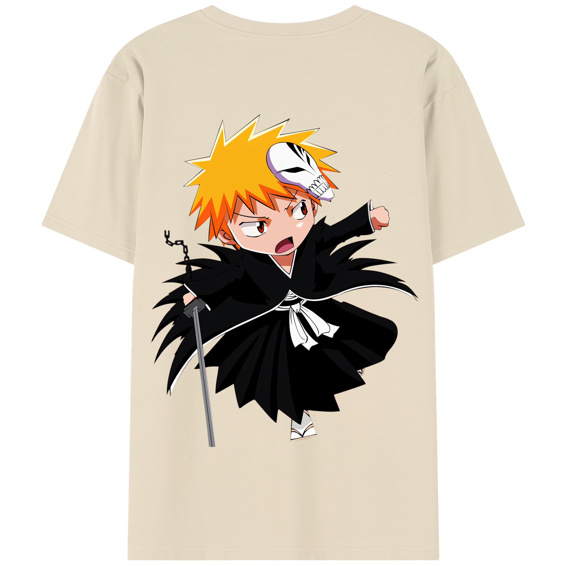 （画像用） ブリーチ 黒崎一護（くろさき いちご）BLEACH Kurosaki Ichigo 綿100％半袖Tシャツ（背面プリント）