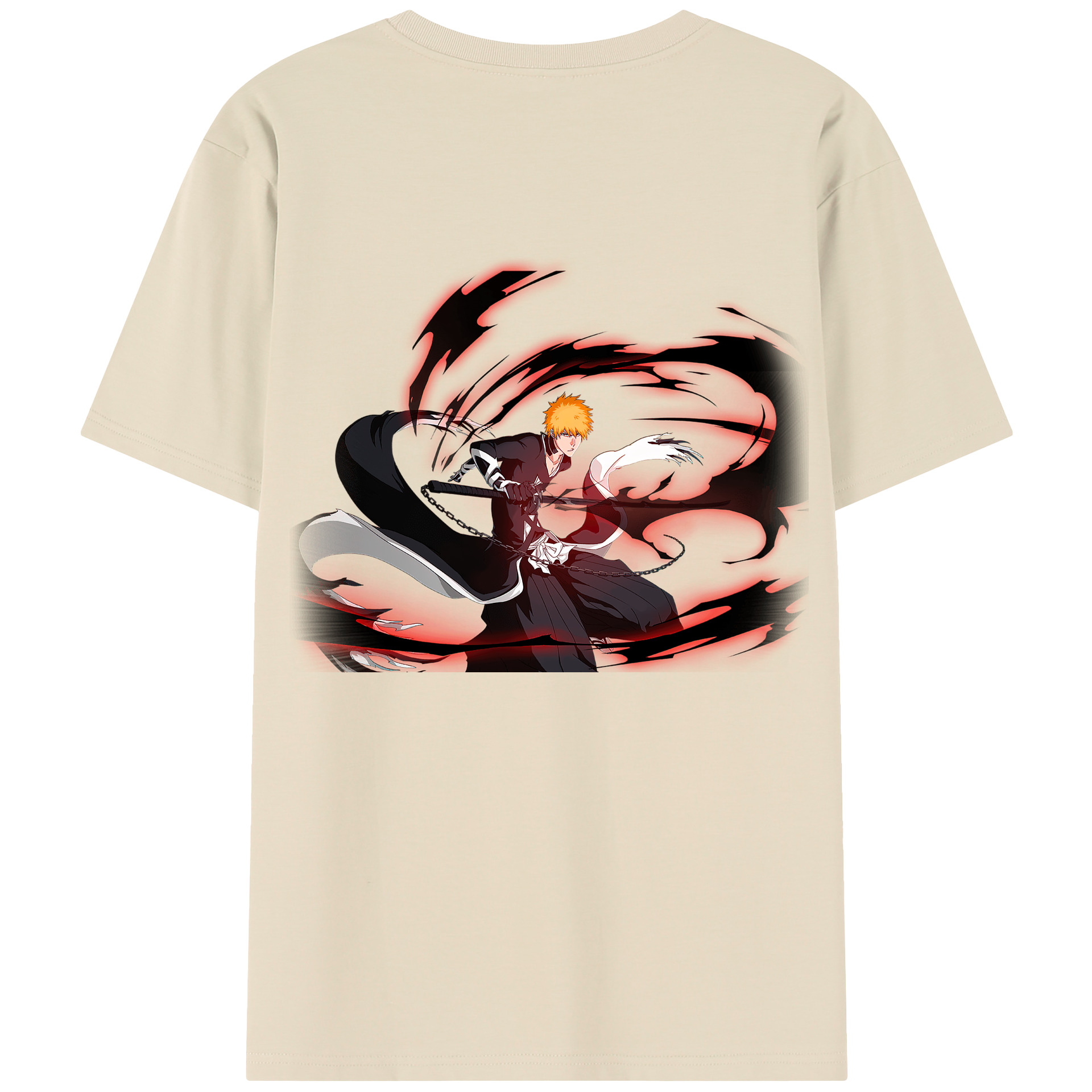 （画像用） ブリーチ 黒崎一護（くろさき いちご）BLEACH Kurosaki Ichigo 綿100％半袖Tシャツ（背面プリント）