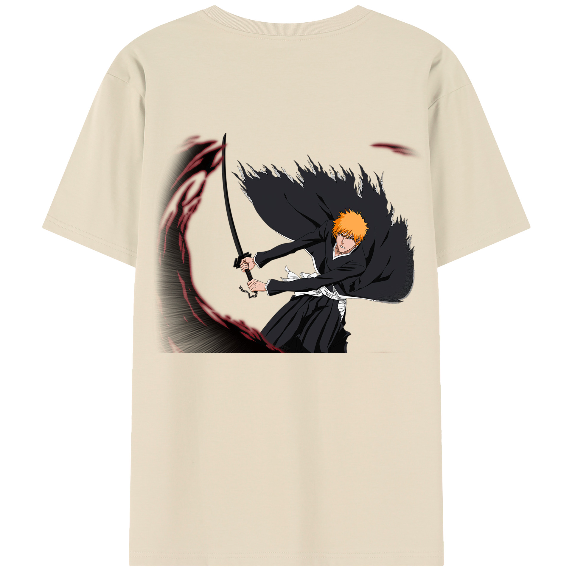 （画像用） ブリーチ 黒崎一護（くろさき いちご）BLEACH Kurosaki Ichigo 綿100％半袖Tシャツ（背面プリント）