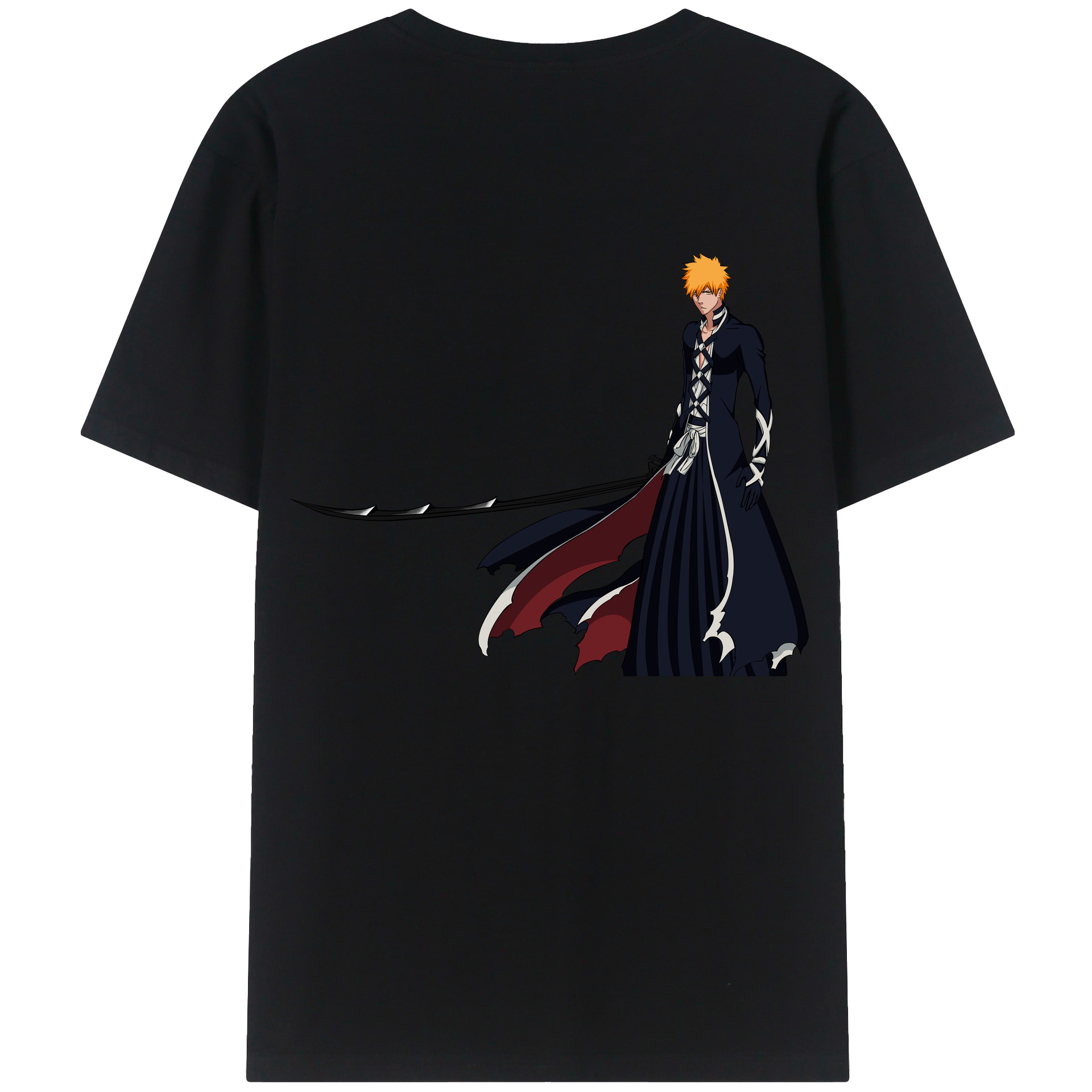（画像用） ブリーチ 黒崎一護（くろさき いちご）BLEACH Kurosaki Ichigo 綿100％半袖Tシャツ（背面プリント）