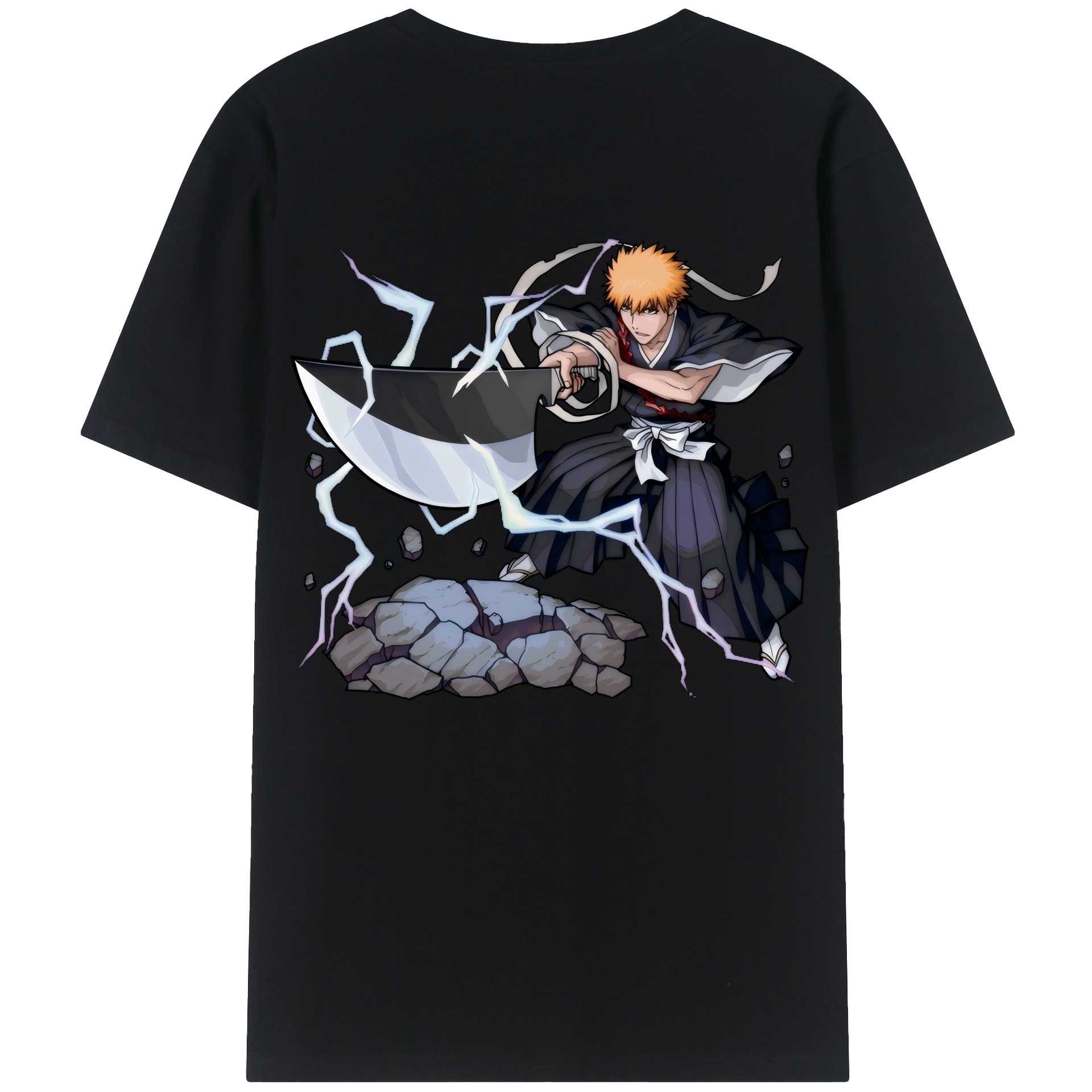 （画像用） ブリーチ 黒崎一護（くろさき いちご）BLEACH Kurosaki Ichigo 綿100％半袖Tシャツ（背面プリント）