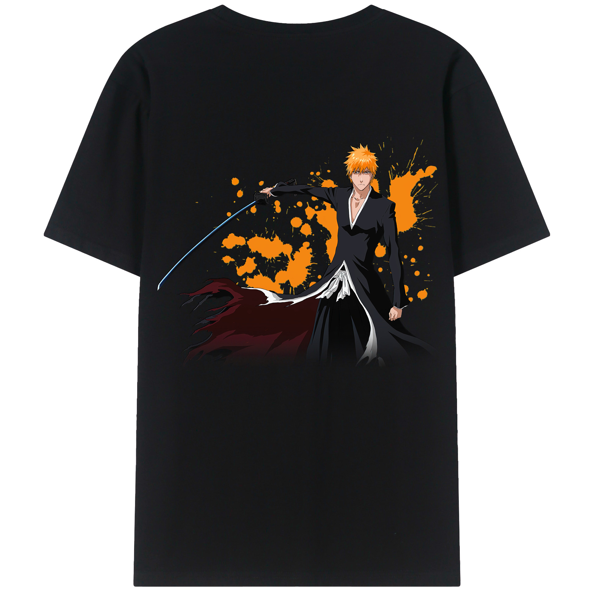 （画像用） ブリーチ 黒崎一護（くろさき いちご）BLEACH Kurosaki Ichigo 綿100％半袖Tシャツ（背面プリント）