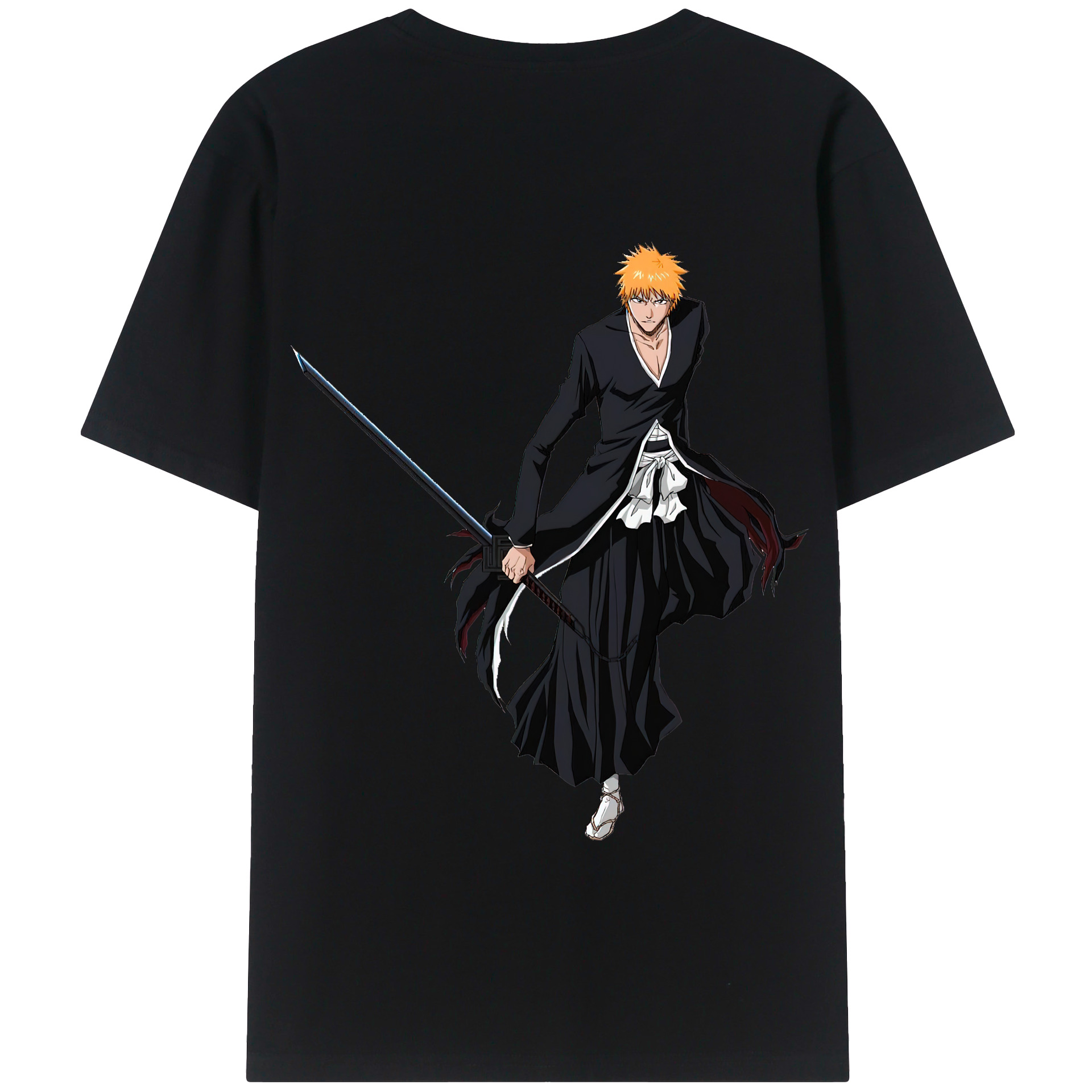 （画像用） ブリーチ 黒崎一護（くろさき いちご）BLEACH Kurosaki Ichigo 綿100％半袖Tシャツ（背面プリント）