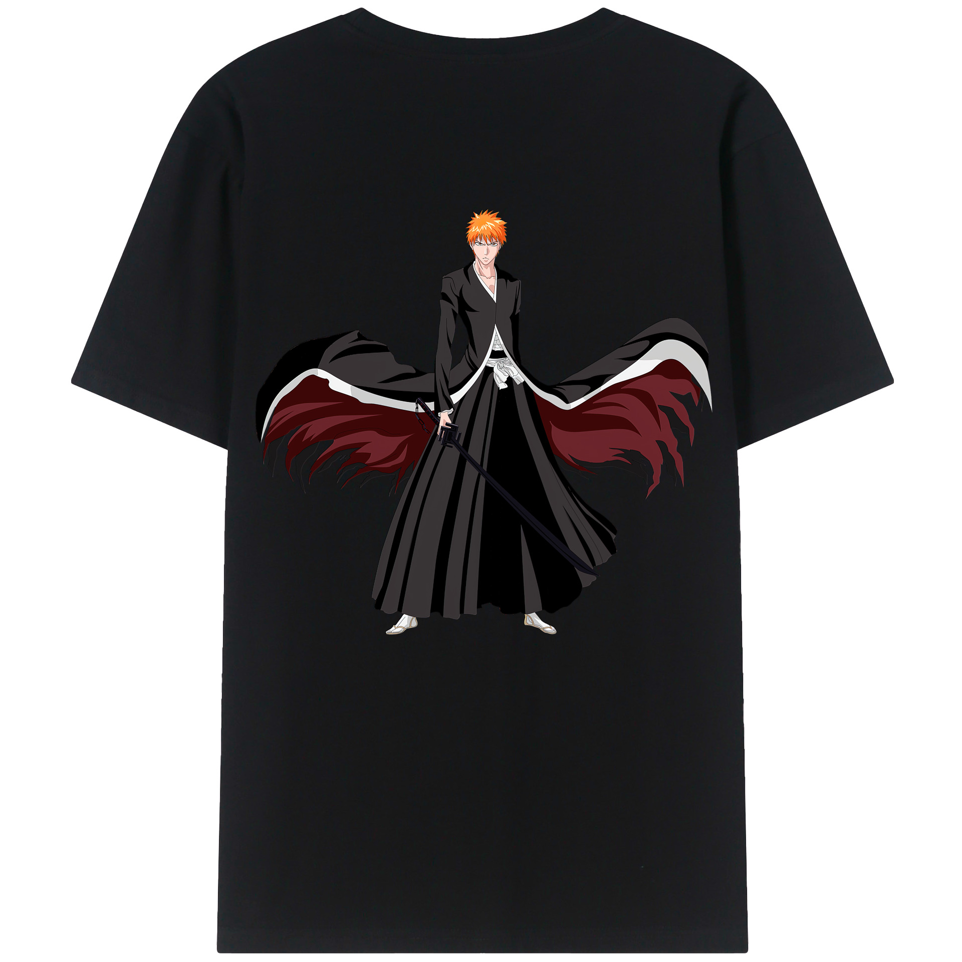 （画像用） ブリーチ 黒崎一護（くろさき いちご）BLEACH Kurosaki Ichigo 綿100％半袖Tシャツ（背面プリント）