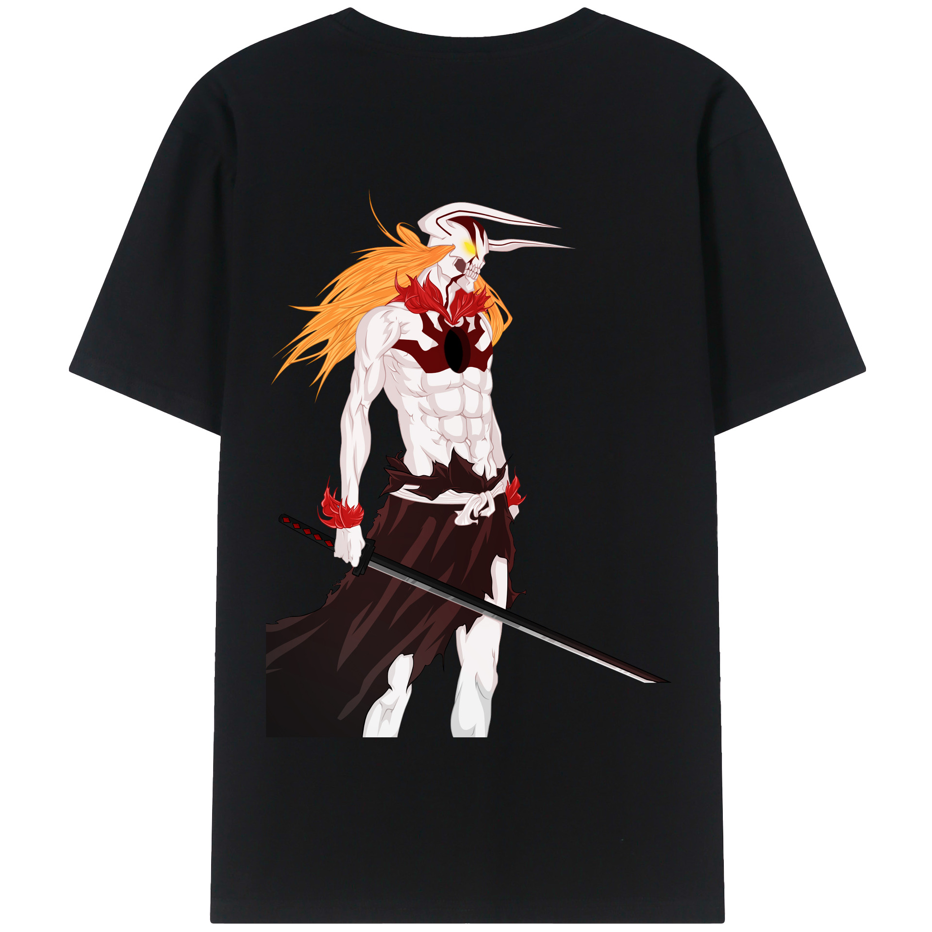 （画像用） ブリーチ 黒崎一護（くろさき いちご）BLEACH Kurosaki Ichigo 綿100％半袖Tシャツ（背面プリント）