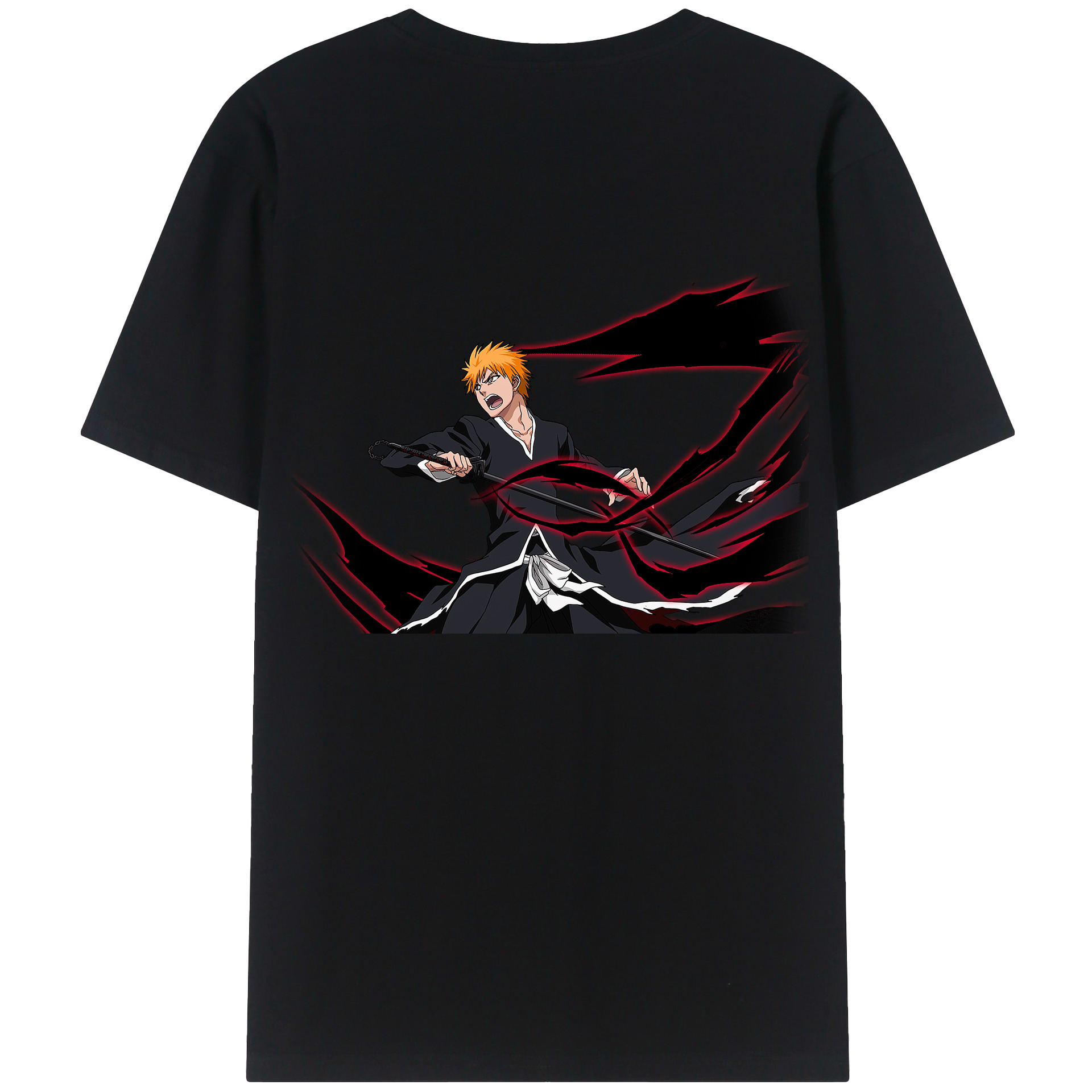 （画像用） ブリーチ 黒崎一護（くろさき いちご）BLEACH Kurosaki Ichigo 綿100％半袖Tシャツ（背面プリント）