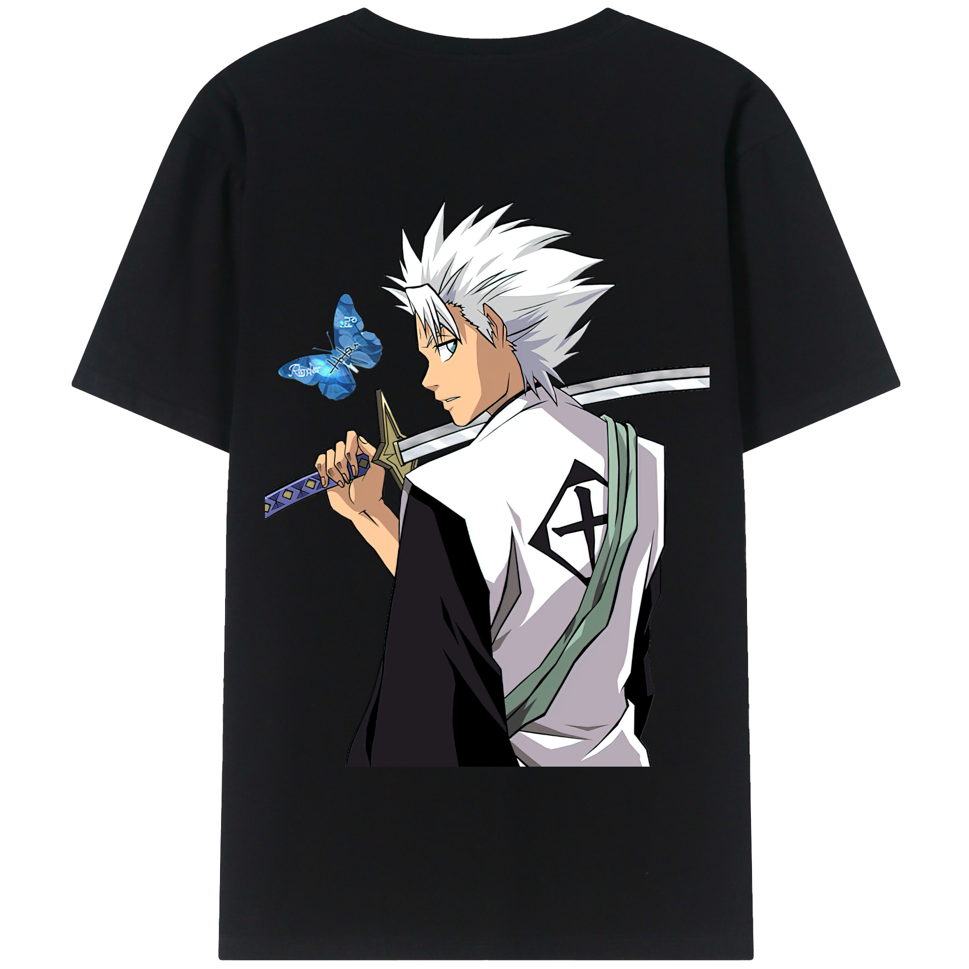 （画像用） ブリーチ 日番谷冬獅郎（ひつがや とうしろう） BLEACH Hitsugaya Toushirou 綿100％半袖Tシャツ（背面プリント）