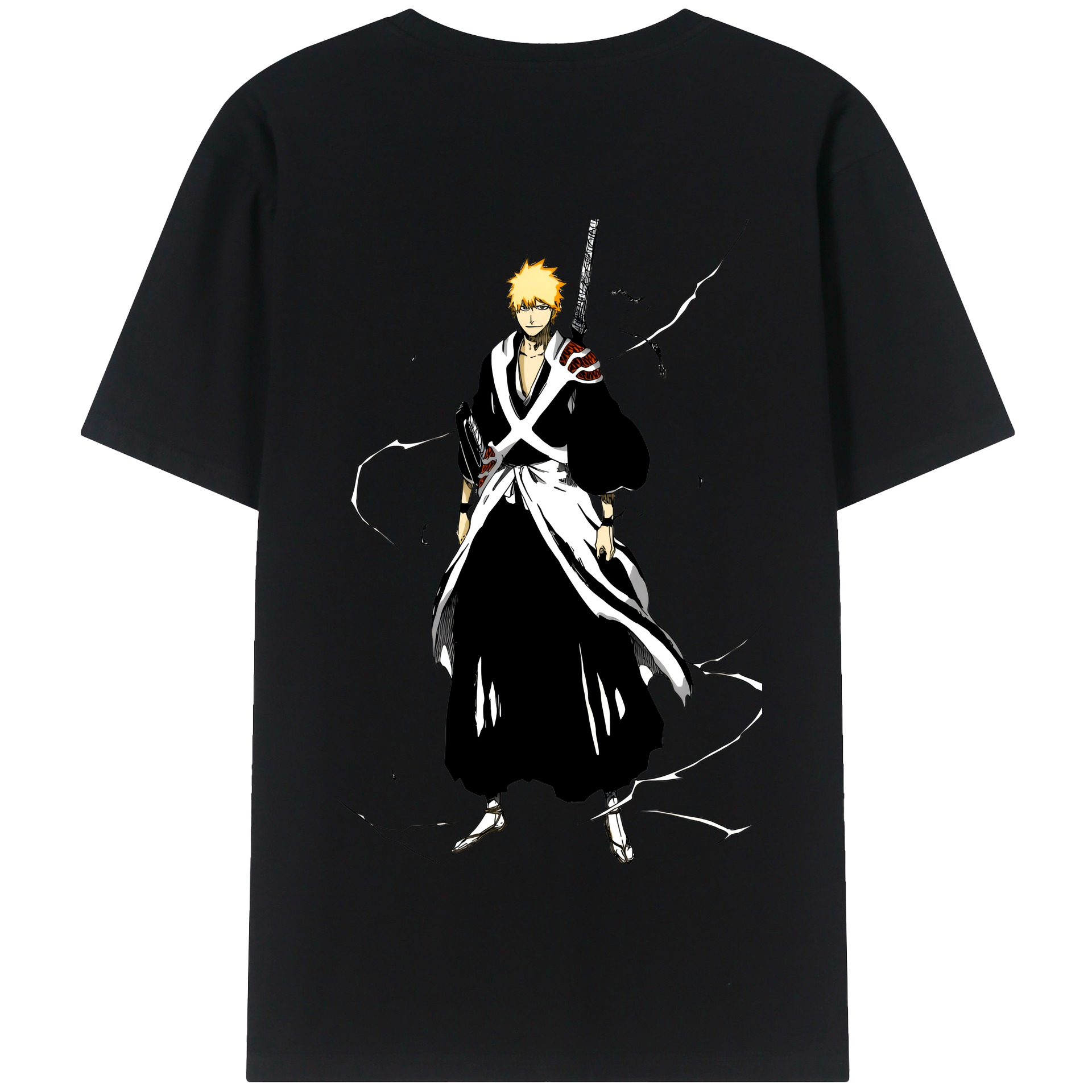 （画像用） ブリーチ 黒崎一護（くろさき いちご）BLEACH Kurosaki Ichigo 綿100％半袖Tシャツ（背面プリント）