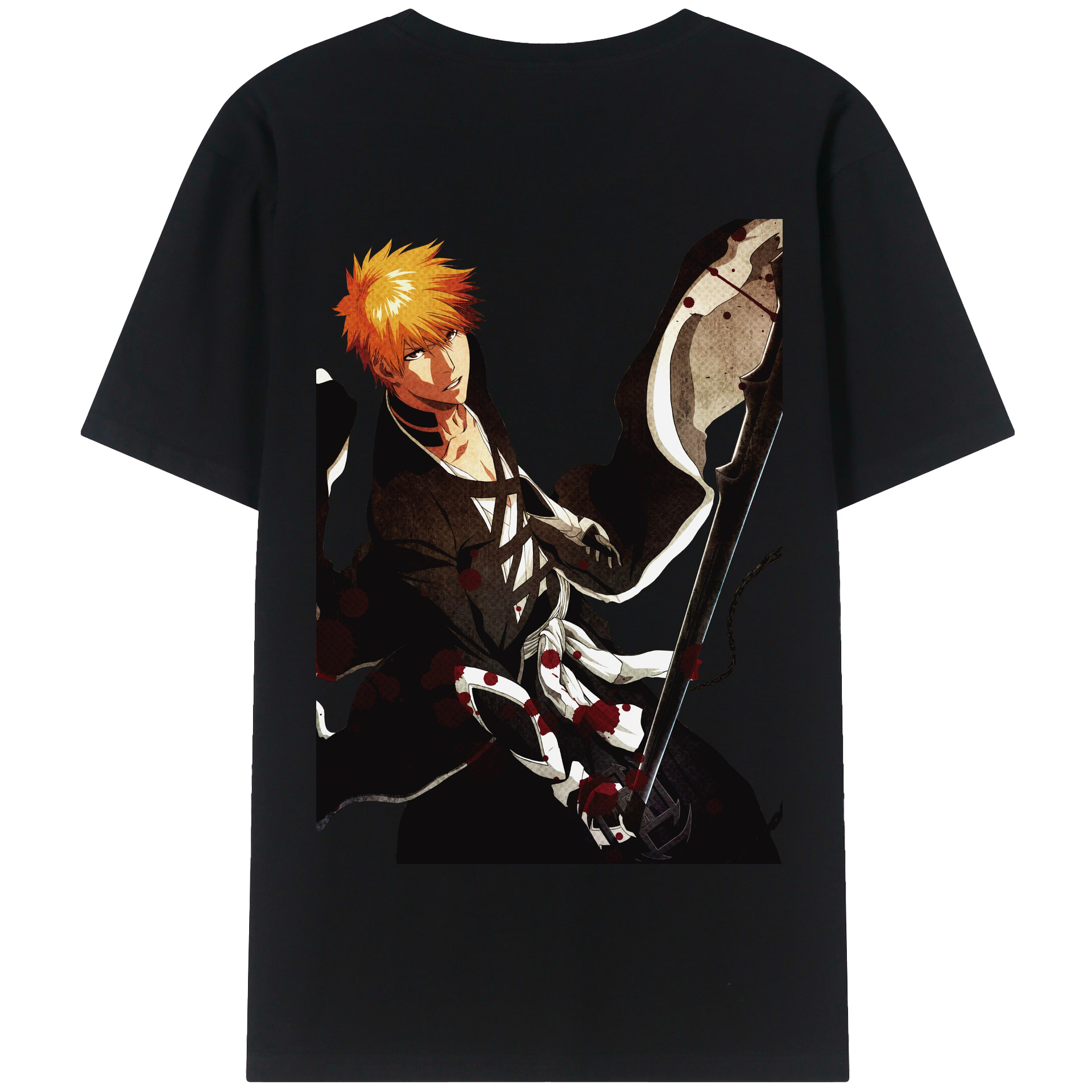 （画像用） ブリーチ 黒崎一護（くろさき いちご）BLEACH Kurosaki Ichigo 綿100％半袖Tシャツ（背面プリント）