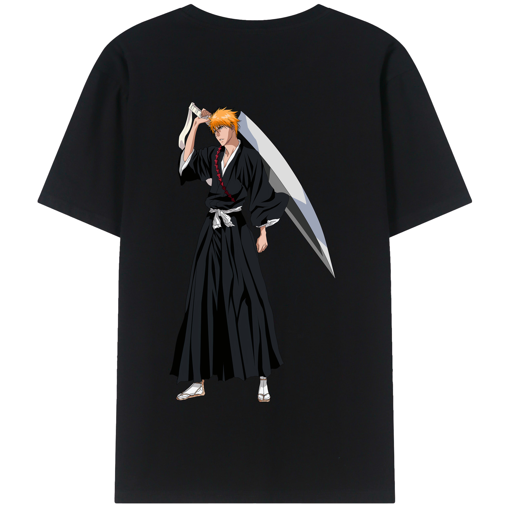 （画像用） ブリーチ 黒崎一護（くろさき いちご）BLEACH Kurosaki Ichigo 綿100％半袖Tシャツ（背面プリント）