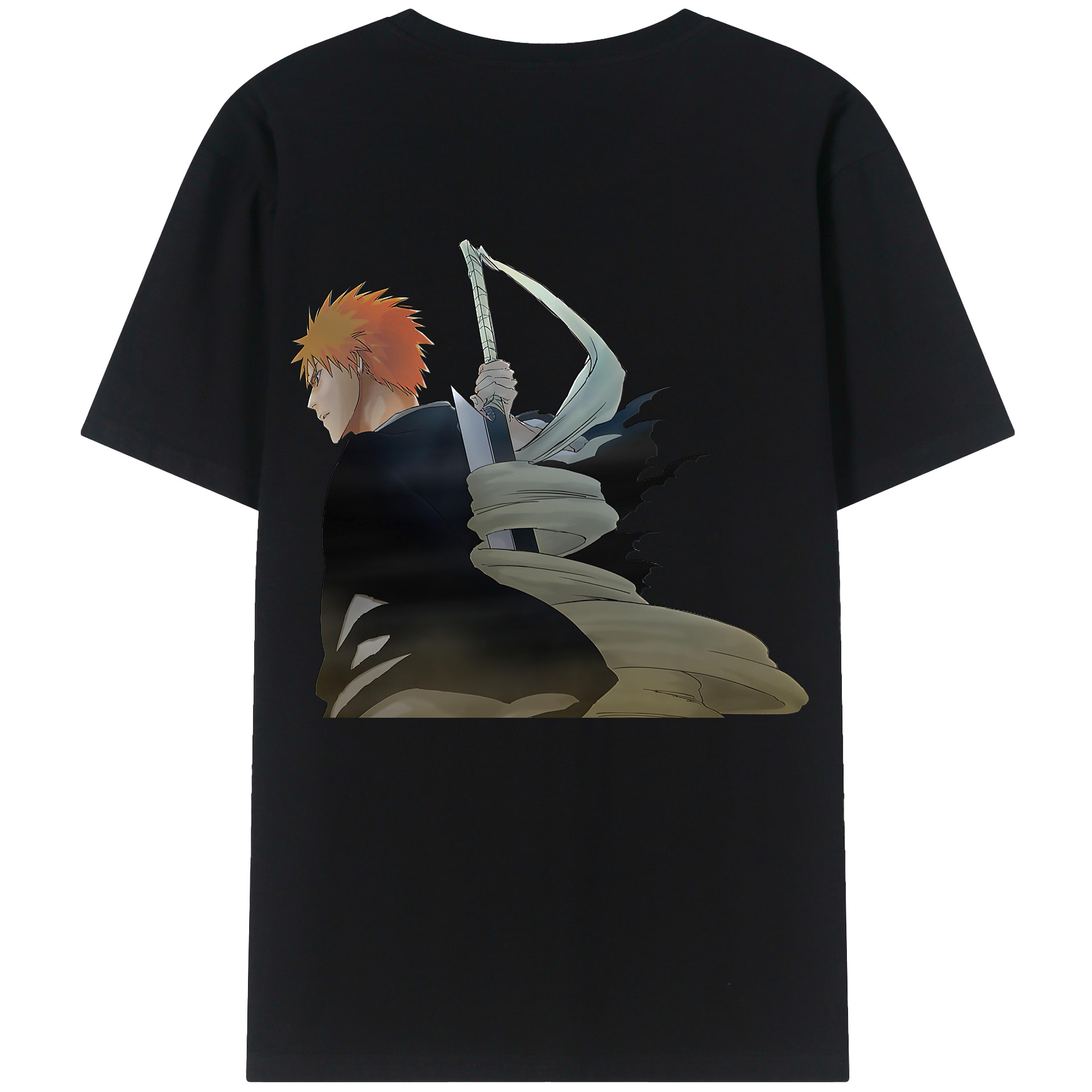 （画像用） ブリーチ 黒崎一護（くろさき いちご）BLEACH Kurosaki Ichigo 綿100％半袖Tシャツ（背面プリント）