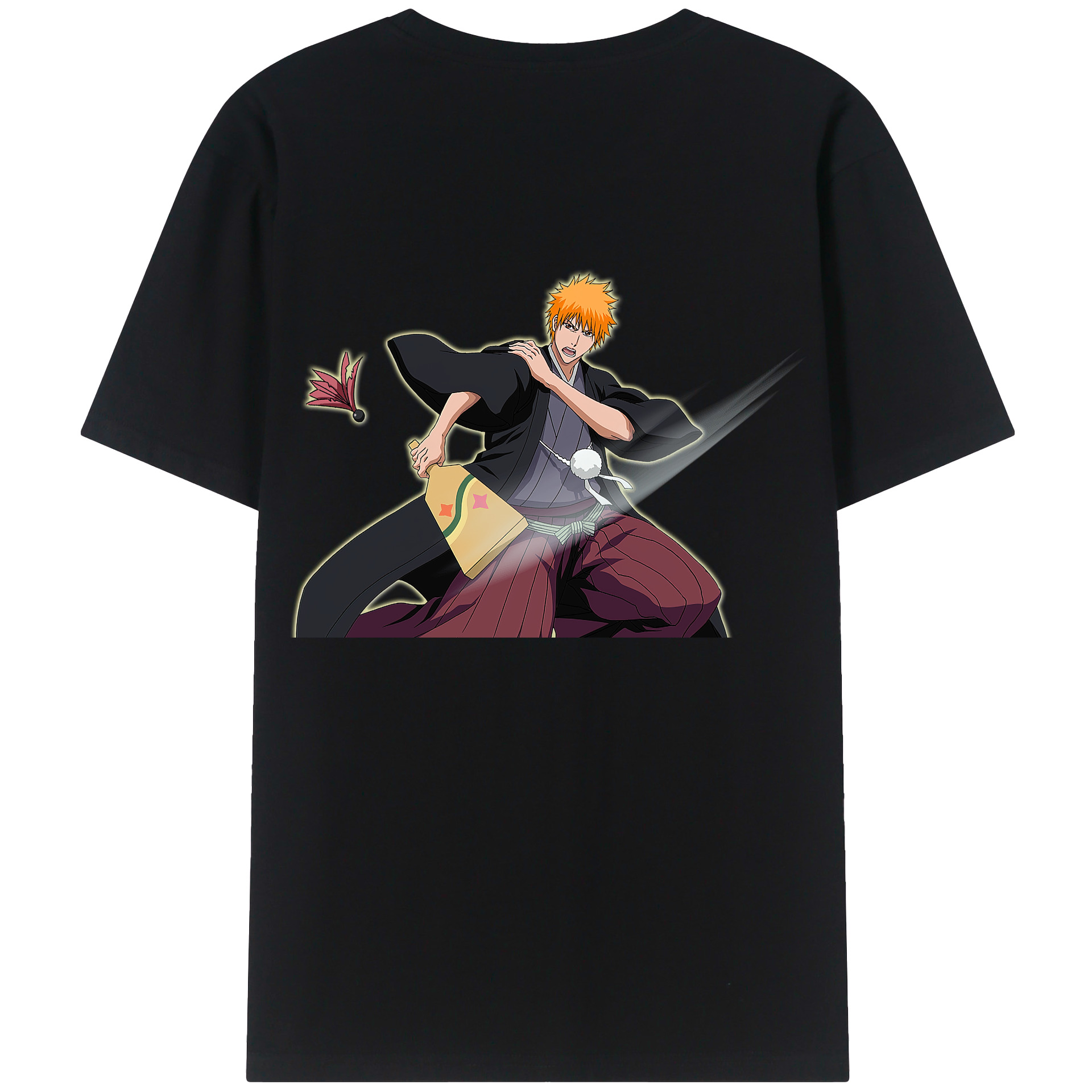 （画像用） ブリーチ 黒崎一護（くろさき いちご）BLEACH Kurosaki Ichigo 綿100％半袖Tシャツ（背面プリント）