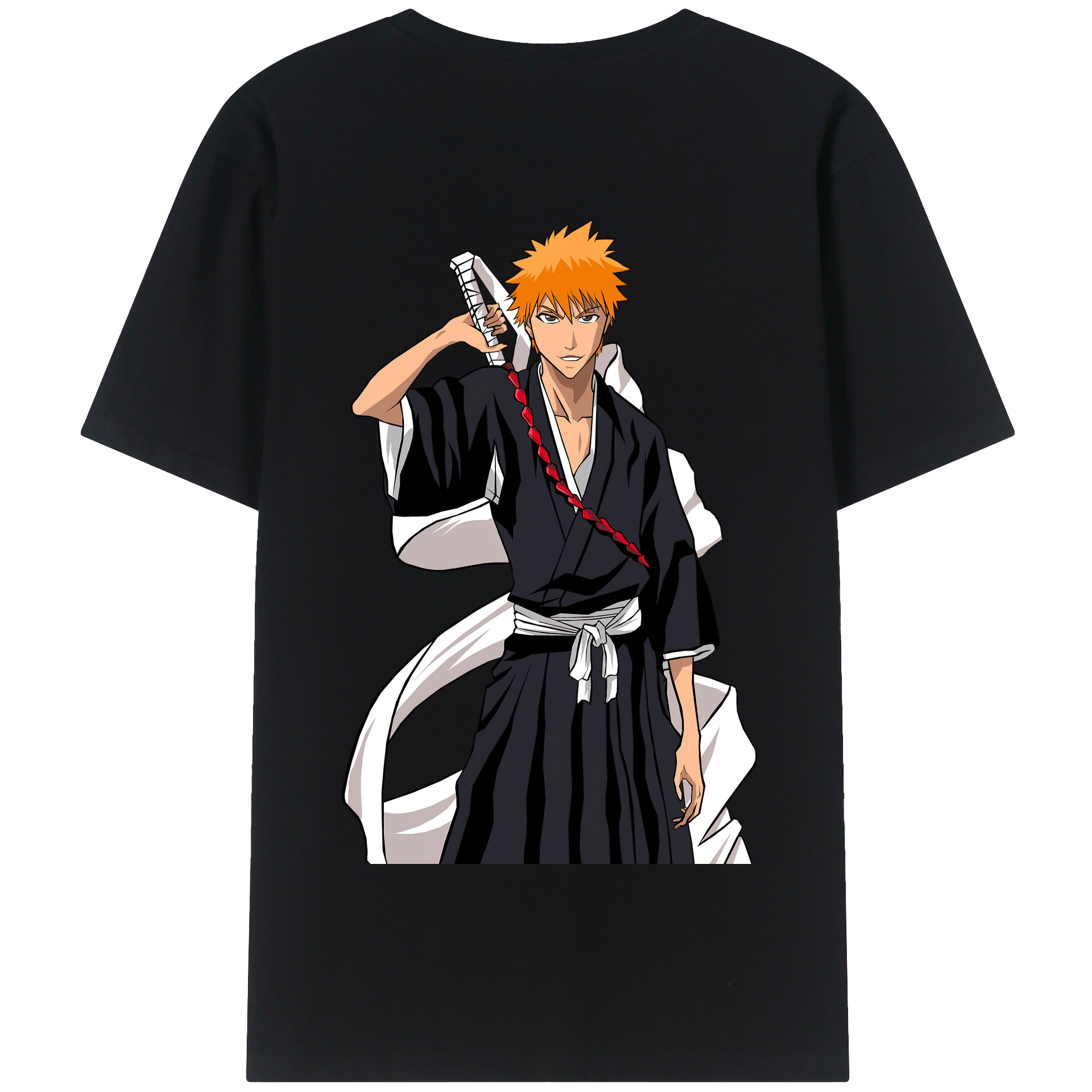 （画像用） ブリーチ 黒崎一護（くろさき いちご）BLEACH Kurosaki Ichigo 綿100％半袖Tシャツ（背面プリント）