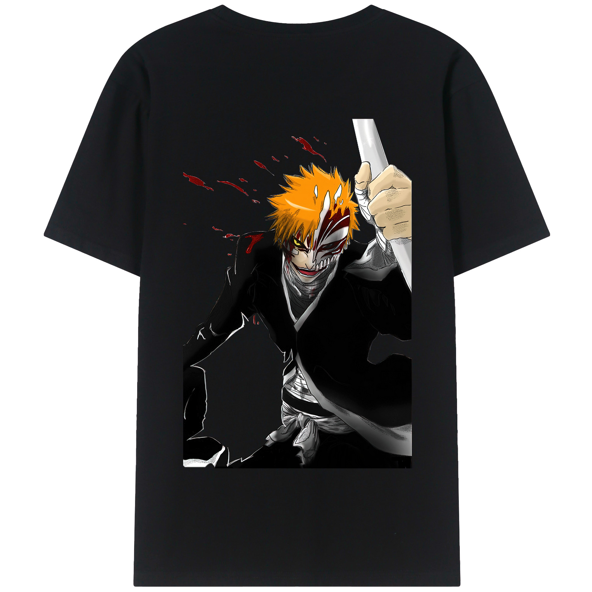 （画像用） ブリーチ 黒崎一護（くろさき いちご）BLEACH Kurosaki Ichigo 綿100％半袖Tシャツ（背面プリント）