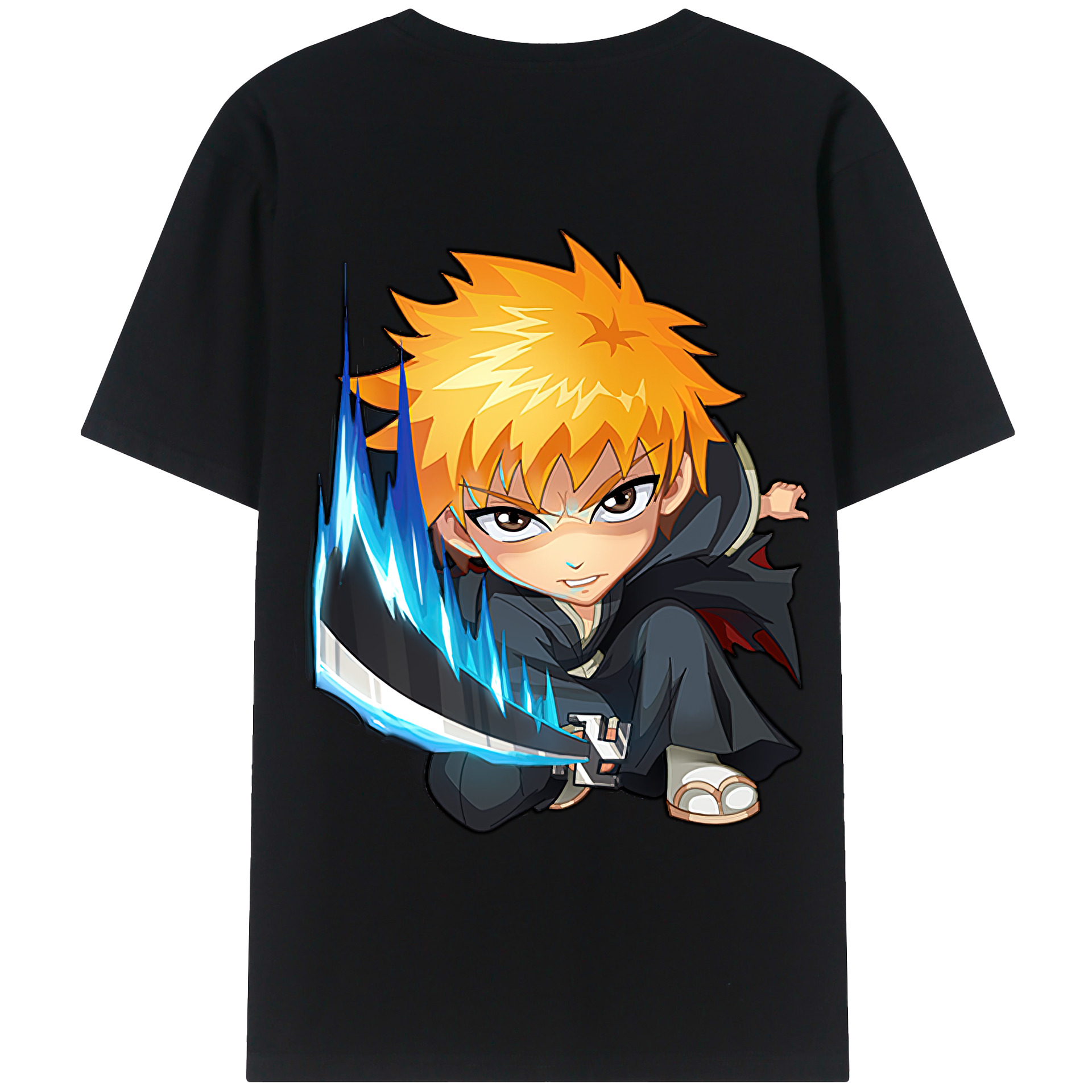 （画像用） ブリーチ 黒崎一護（くろさき いちご）BLEACH Kurosaki Ichigo 綿100％半袖Tシャツ（背面プリント）