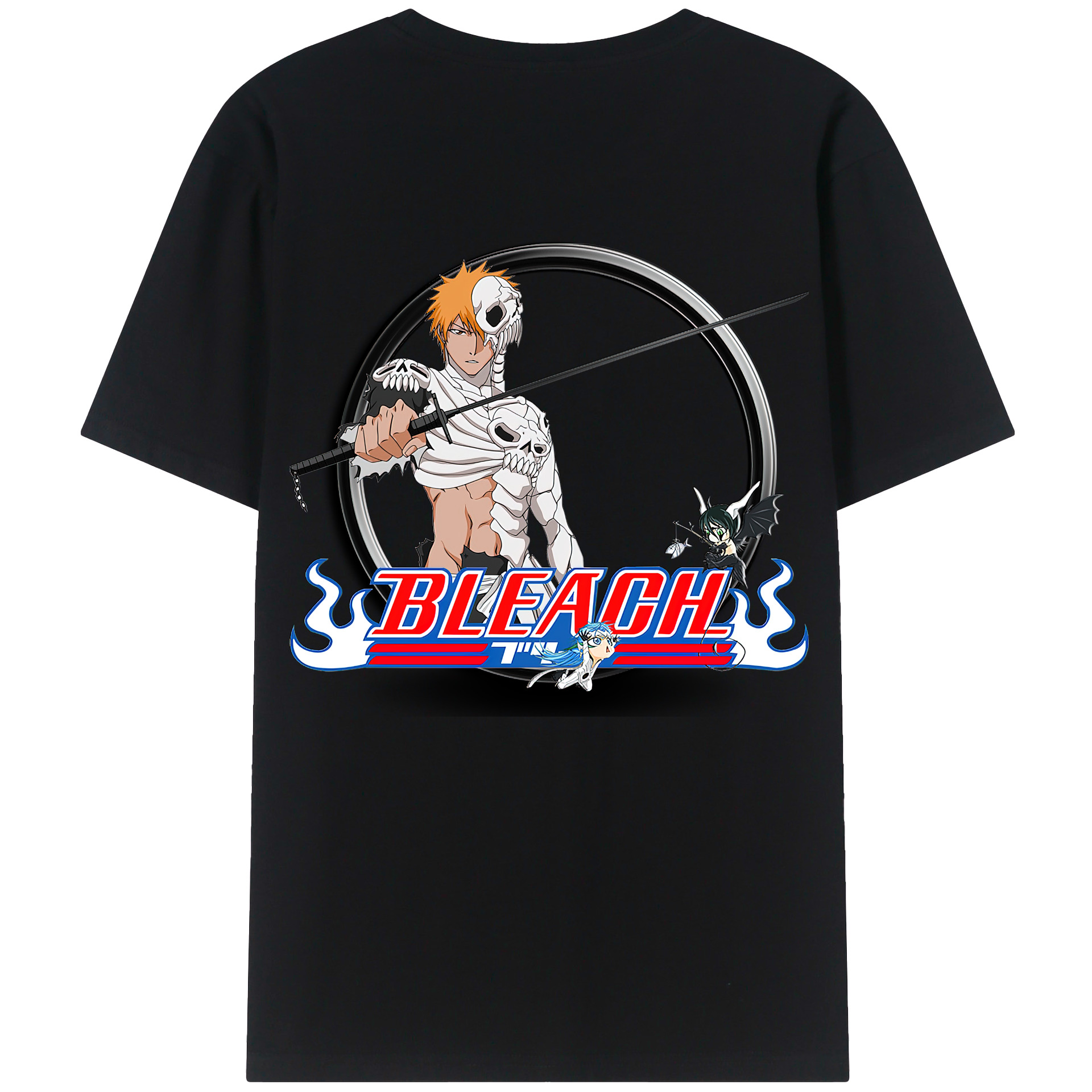 （画像用） ブリーチ 黒崎一護（くろさき いちご）BLEACH Kurosaki Ichigo 綿100％半袖Tシャツ（背面プリント）