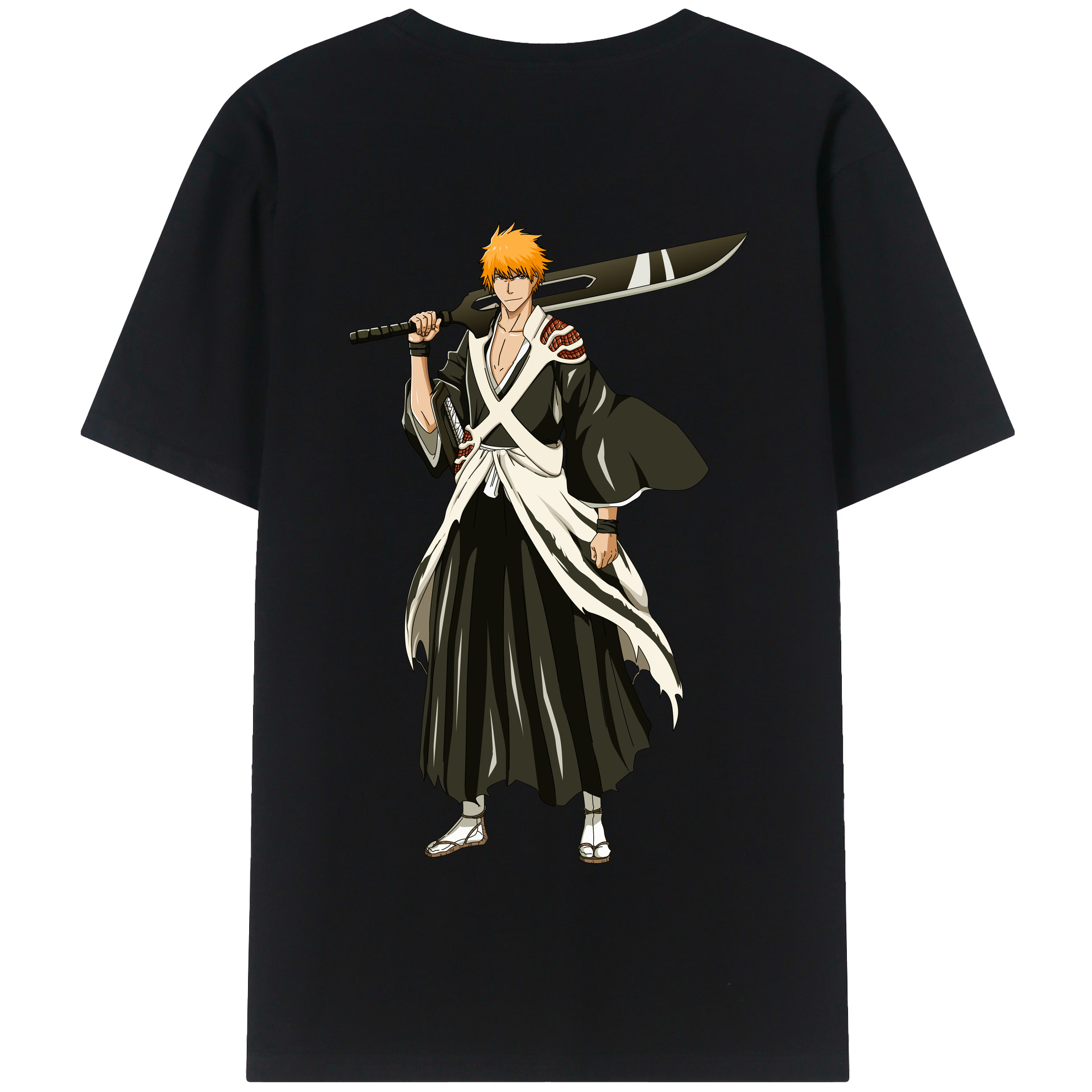 （画像用） ブリーチ 黒崎一護（くろさき いちご）BLEACH Kurosaki Ichigo 綿100％半袖Tシャツ（背面プリント）