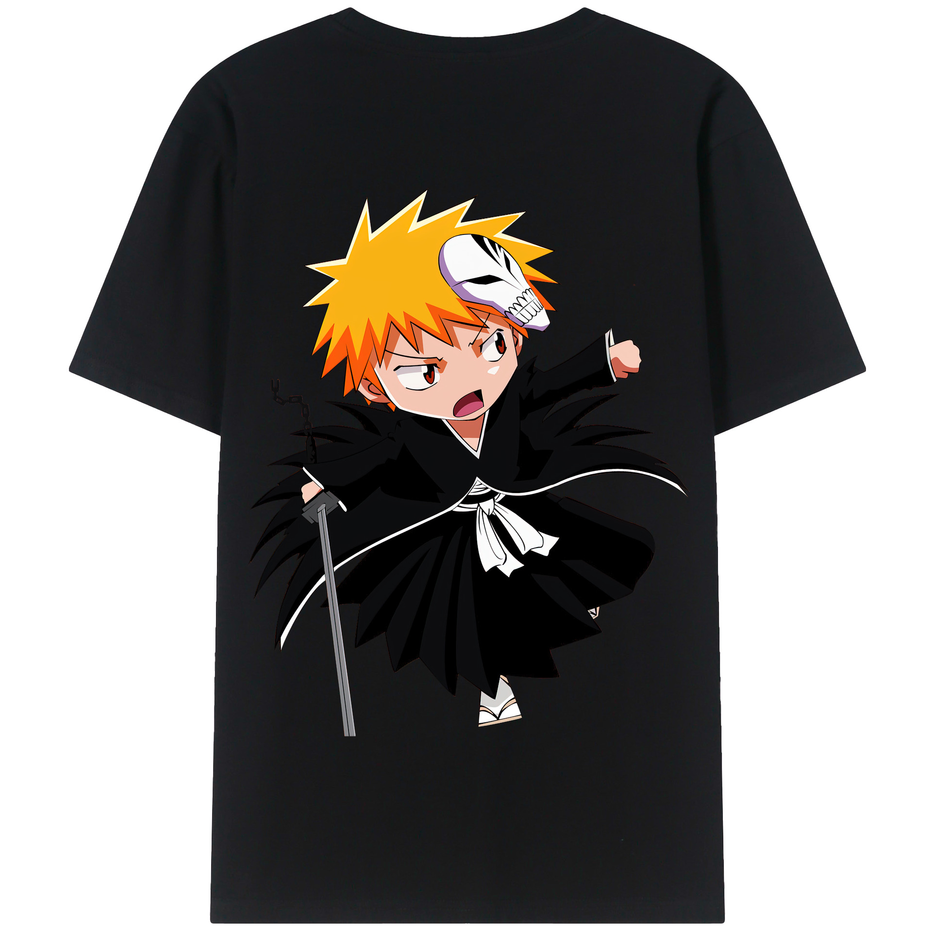 （画像用） ブリーチ 黒崎一護（くろさき いちご）BLEACH Kurosaki Ichigo 綿100％半袖Tシャツ（背面プリント）