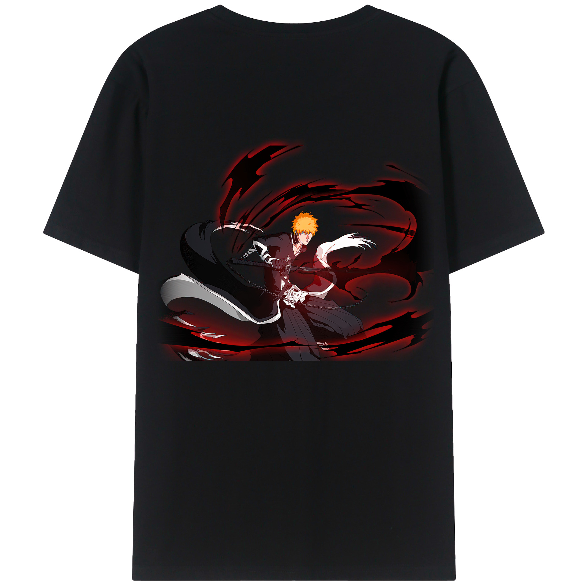 （画像用） ブリーチ 黒崎一護（くろさき いちご）BLEACH Kurosaki Ichigo 綿100％半袖Tシャツ（背面プリント）