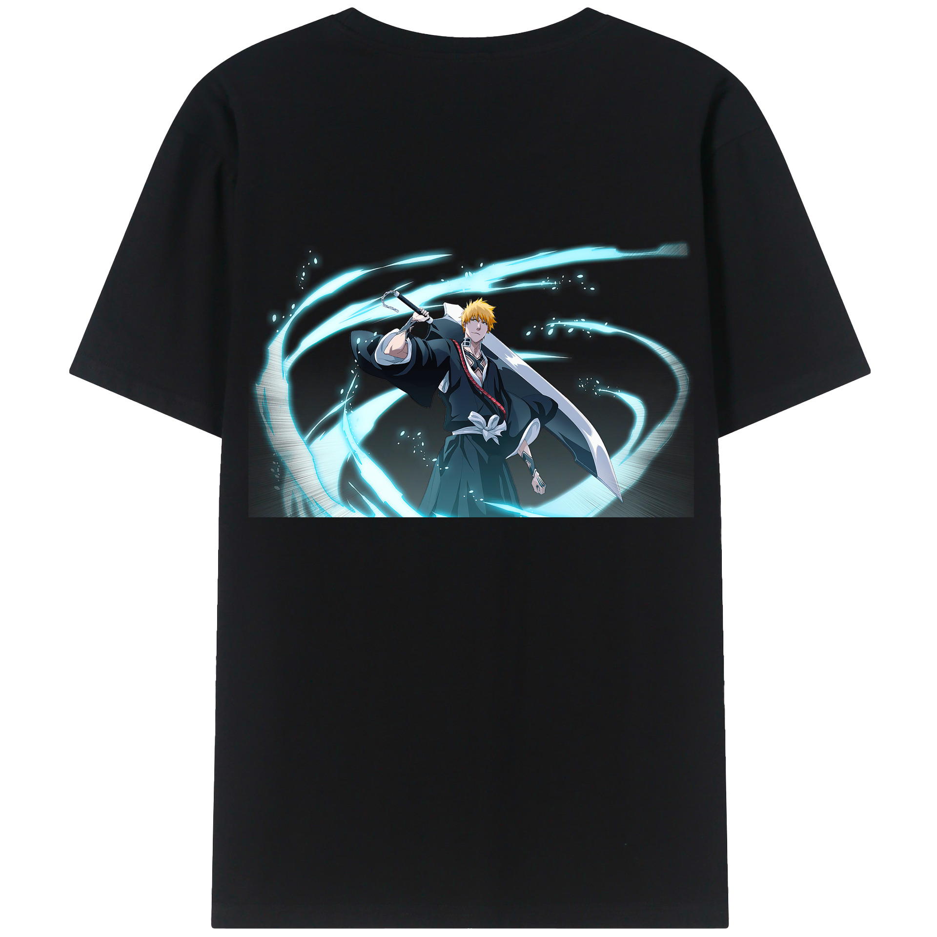 （画像用） ブリーチ 黒崎一護（くろさき いちご）BLEACH Kurosaki Ichigo 綿100％半袖Tシャツ（背面プリント）