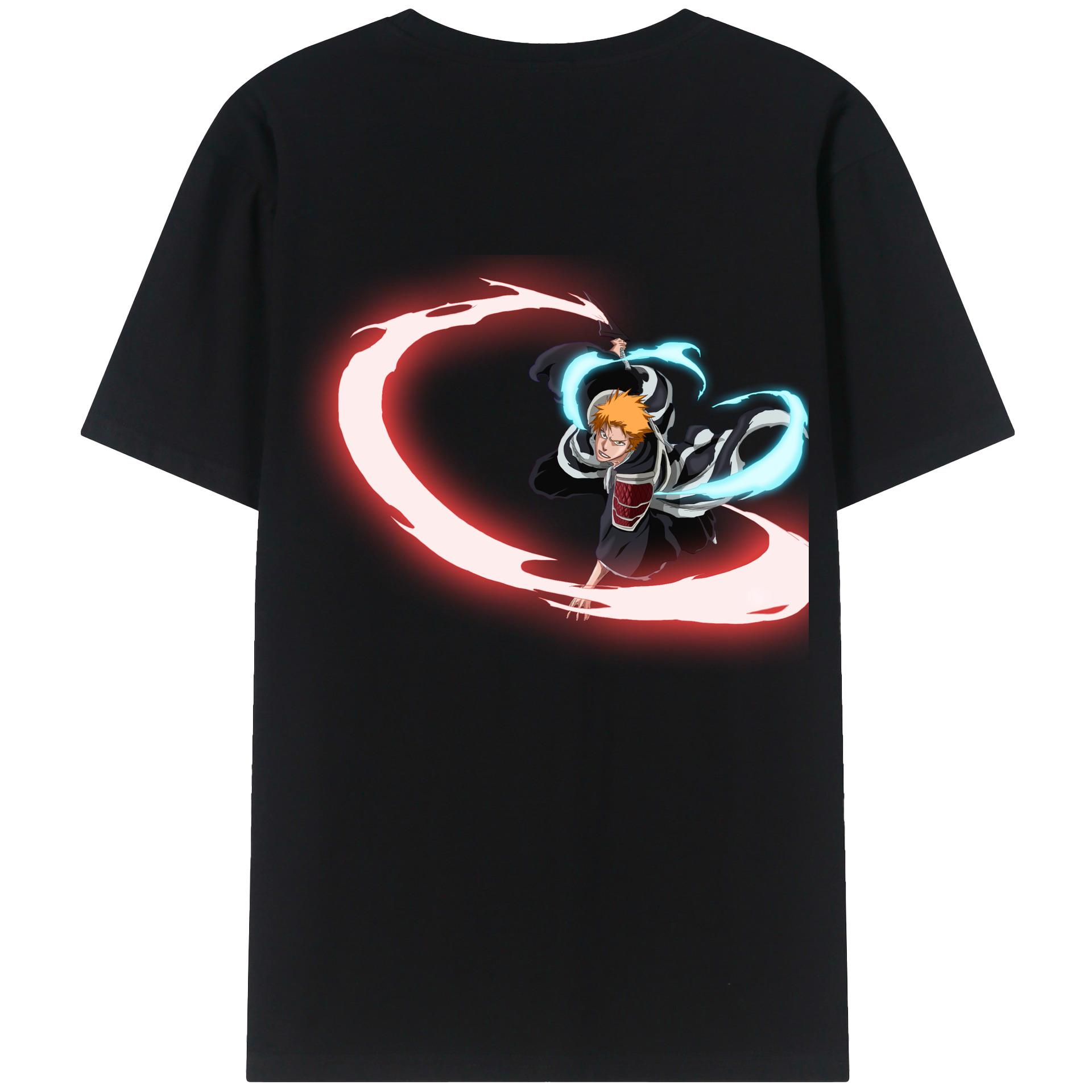 （画像用） ブリーチ 黒崎一護（くろさき いちご）BLEACH Kurosaki Ichigo 綿100％半袖Tシャツ（背面プリント）